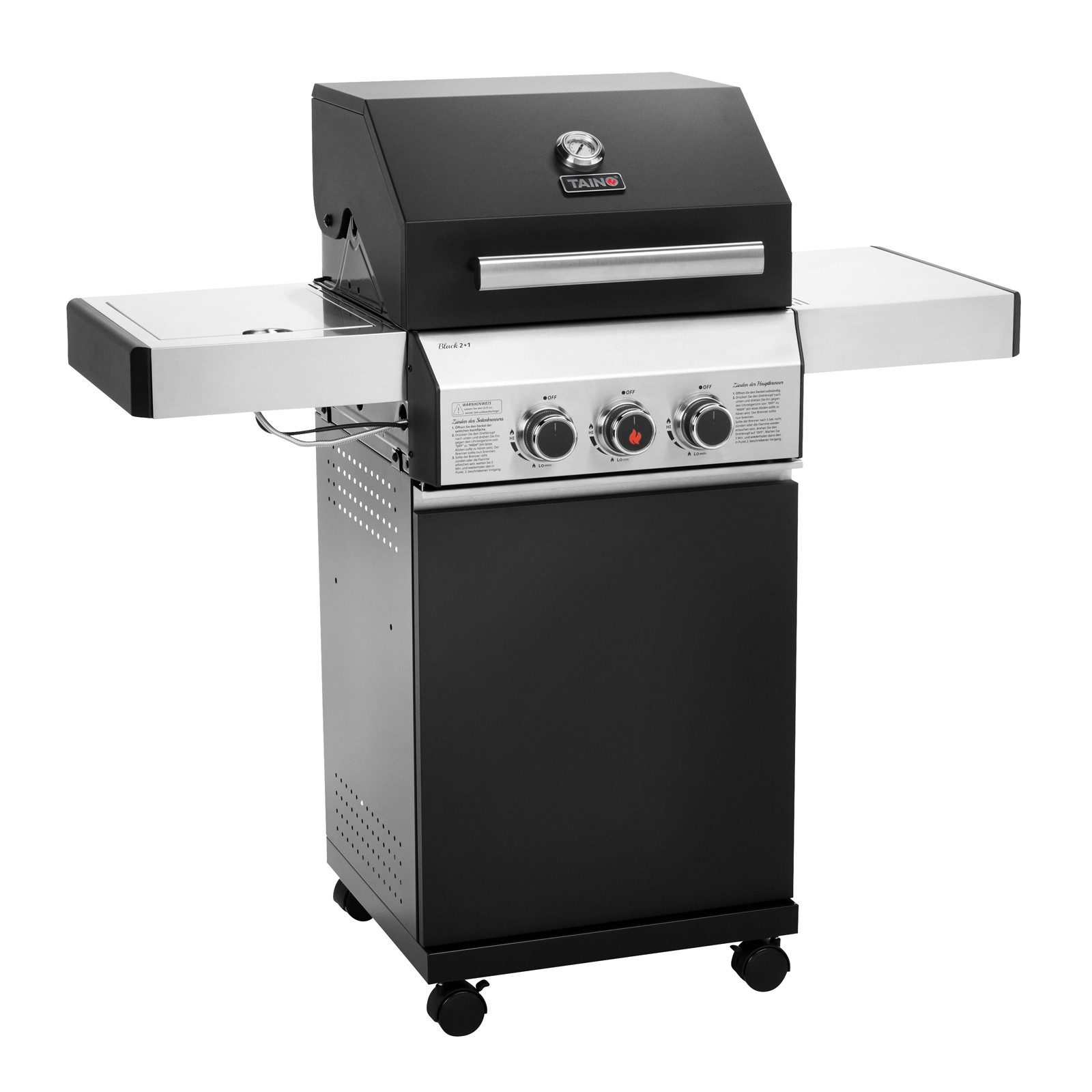 TAINO Gasgrill BLACK, Gasgrill, Doppelwandiger Deckel,