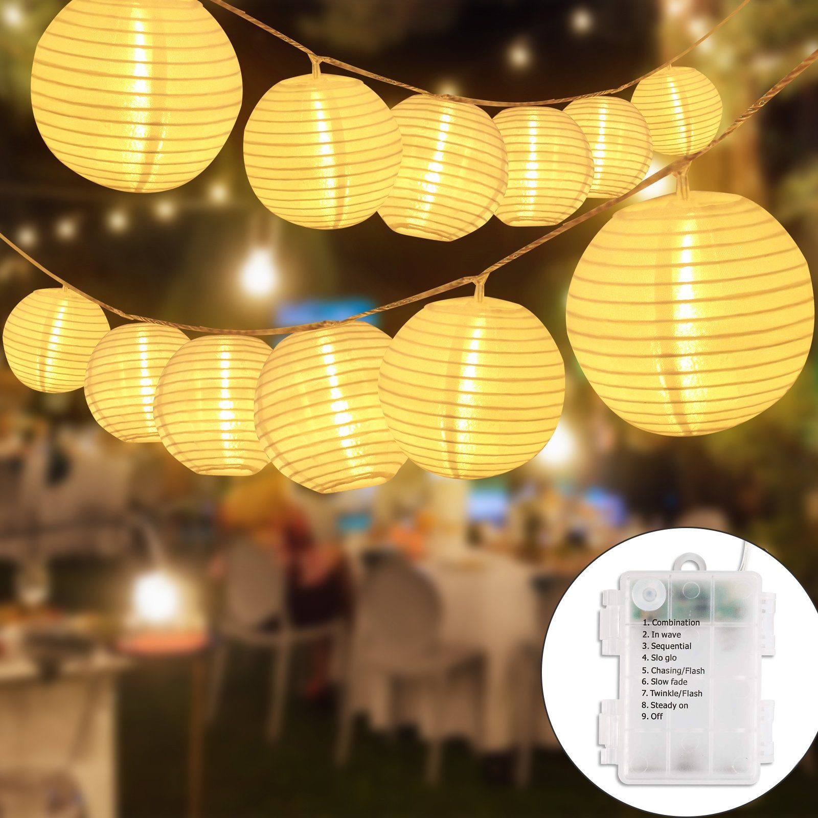Salcar LED-Lichterkette LED-Lichterkette Lampion Batterie Lichterkette