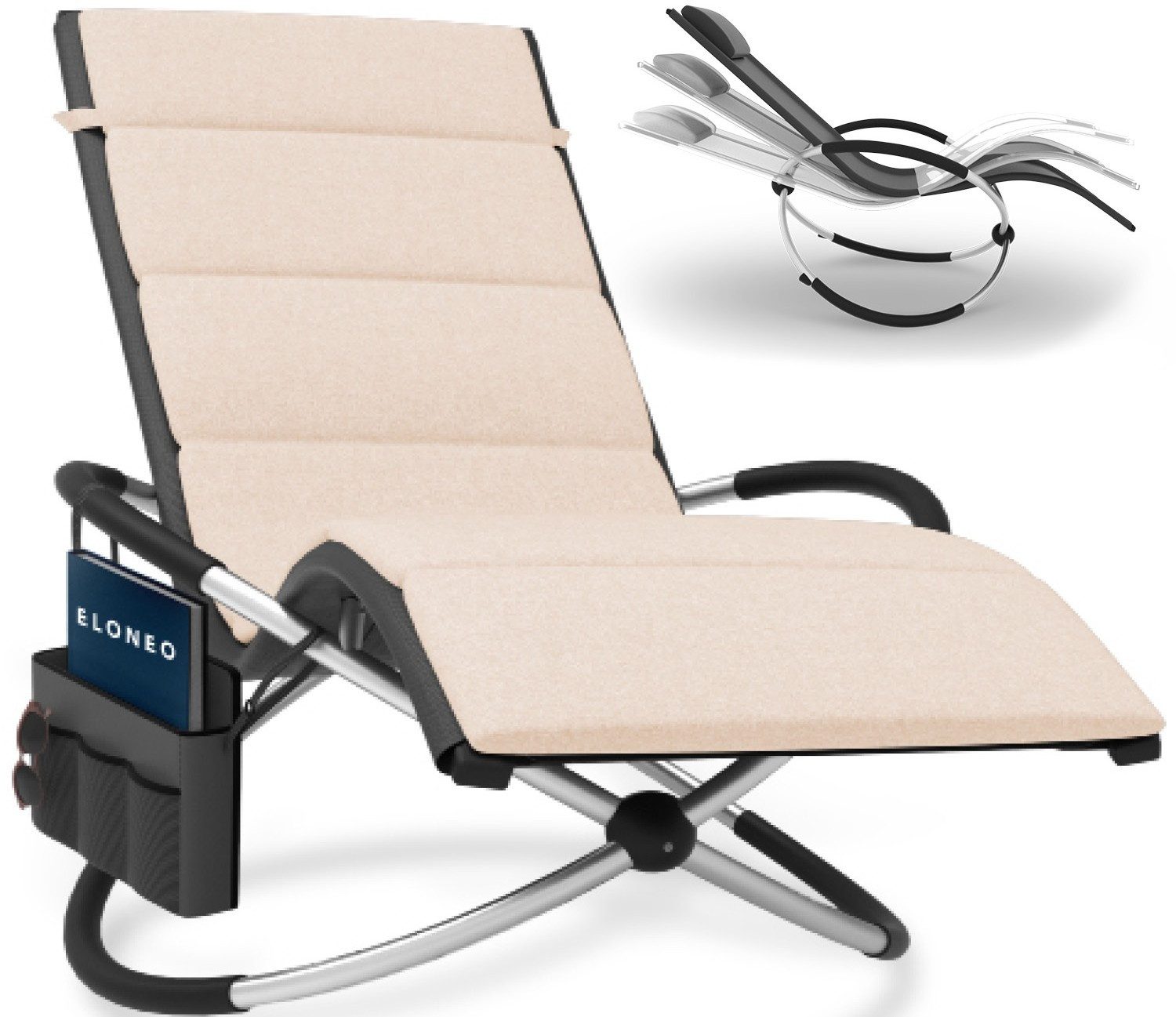 ELONEO Gartenliege Schaukelliege Outdoor mit Tasche,