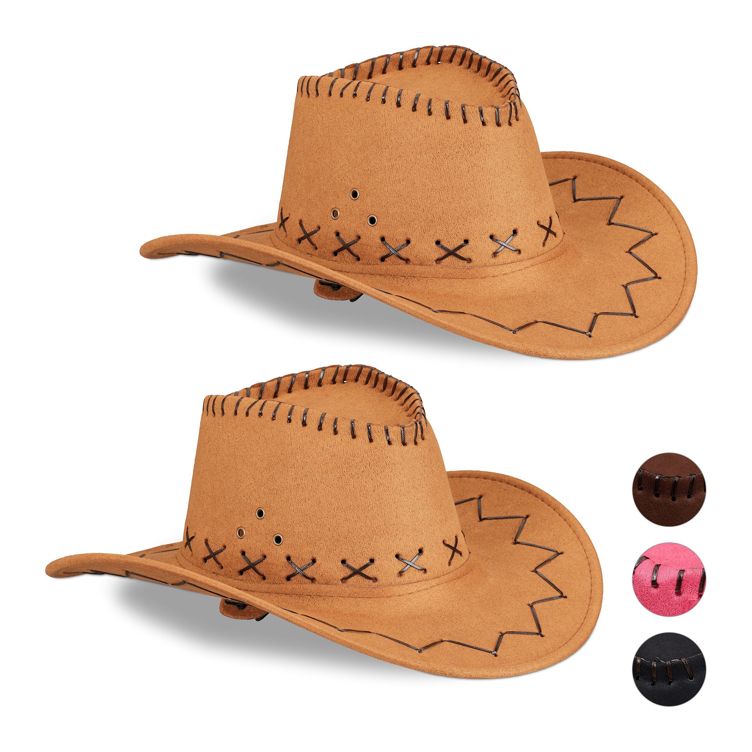 relaxdays Cowboyhut 2 x Cowboyhut Fasching