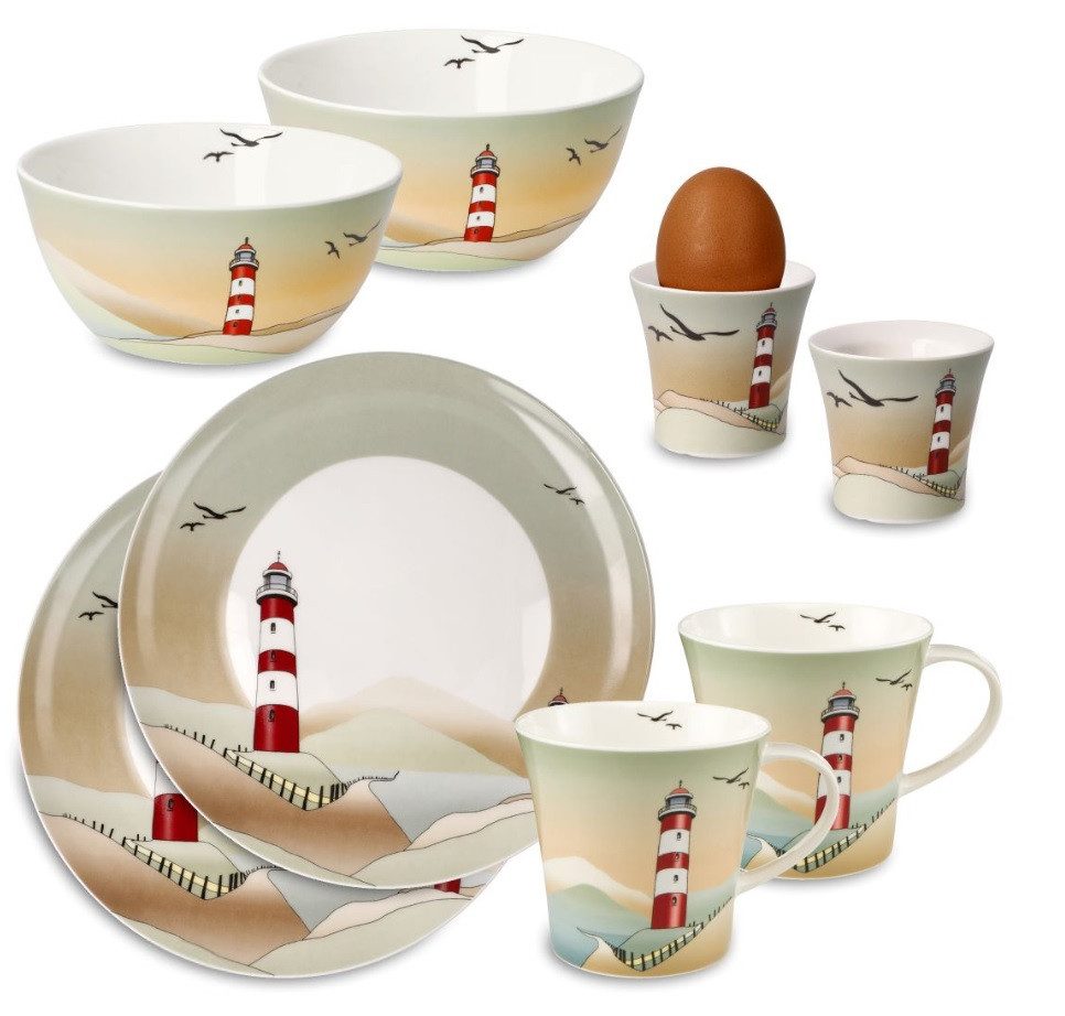Goebel Frühstücks-Geschirrset, Porzellan, Spülmaschinengeeignet, Mehrfarbig, Motiv:
