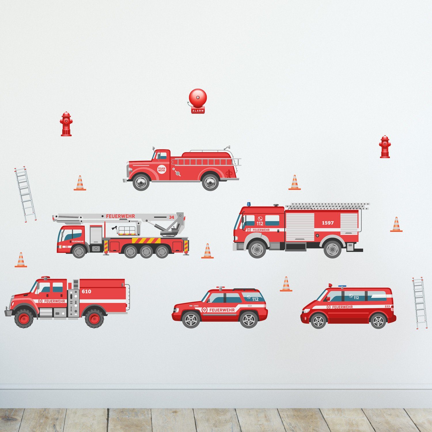 Sunnywall Wandtattoo Feuerwehr Wandsticker Wandtattoo A4