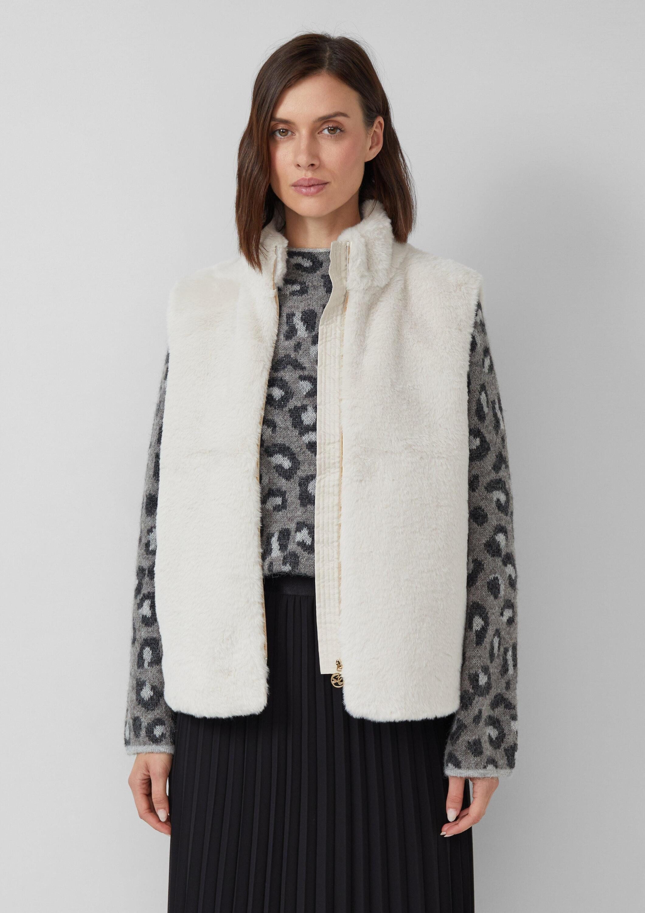 s.Oliver Outdoorjacke Outdoor-Weste Weste aus Teddyplüsch