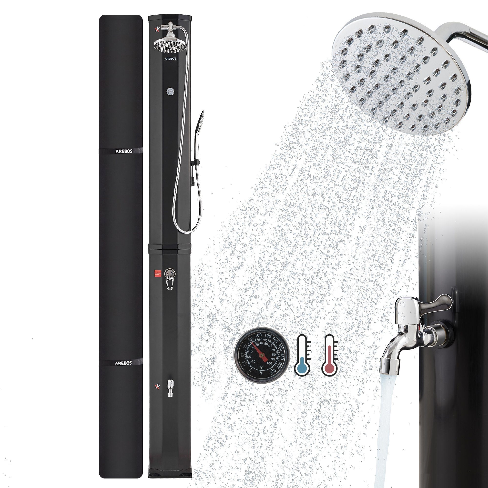 Arebos Solardusche 60 L, mit Handbrause