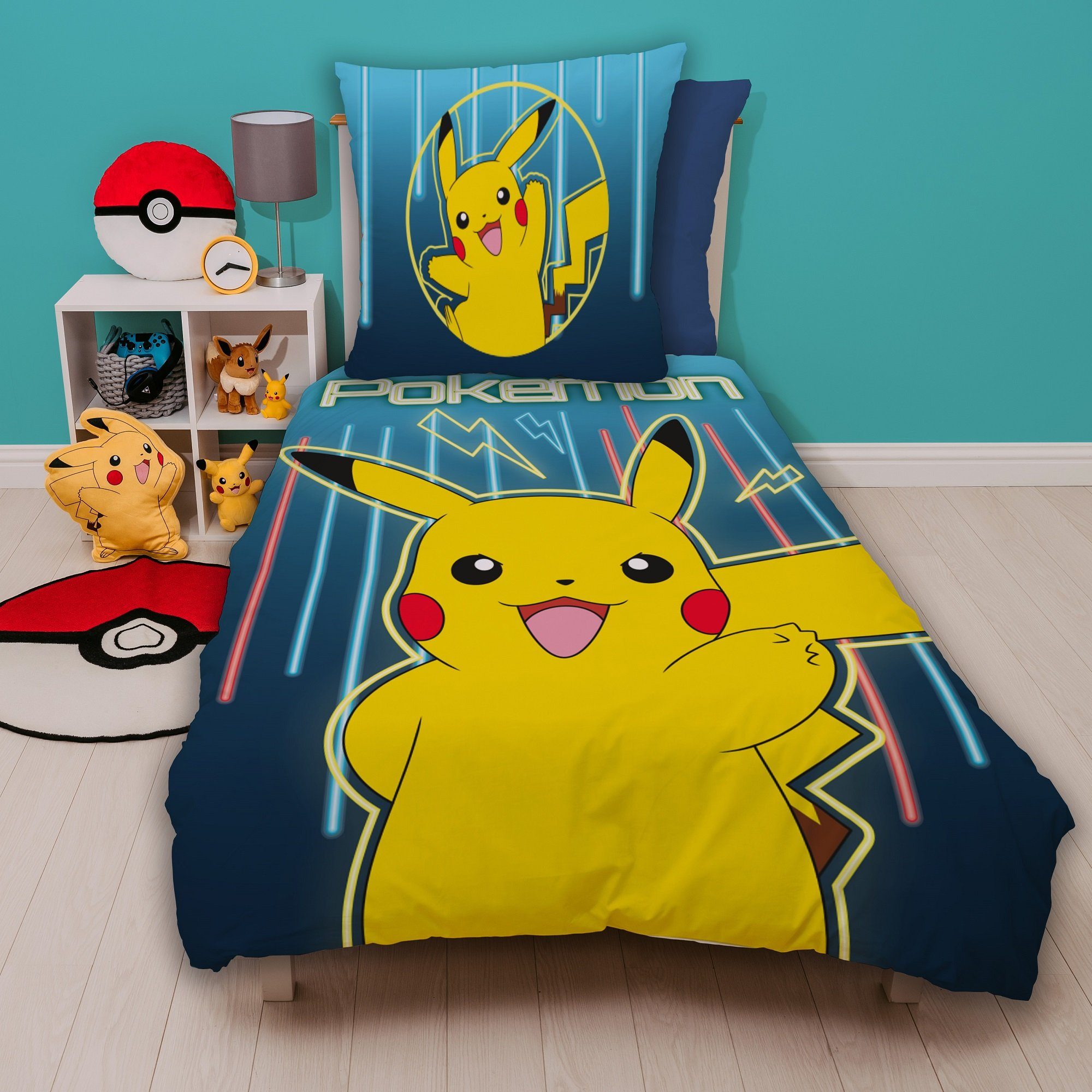Familando Kinderbettwäsche Pokemon 'Glow' 135x200 80x80