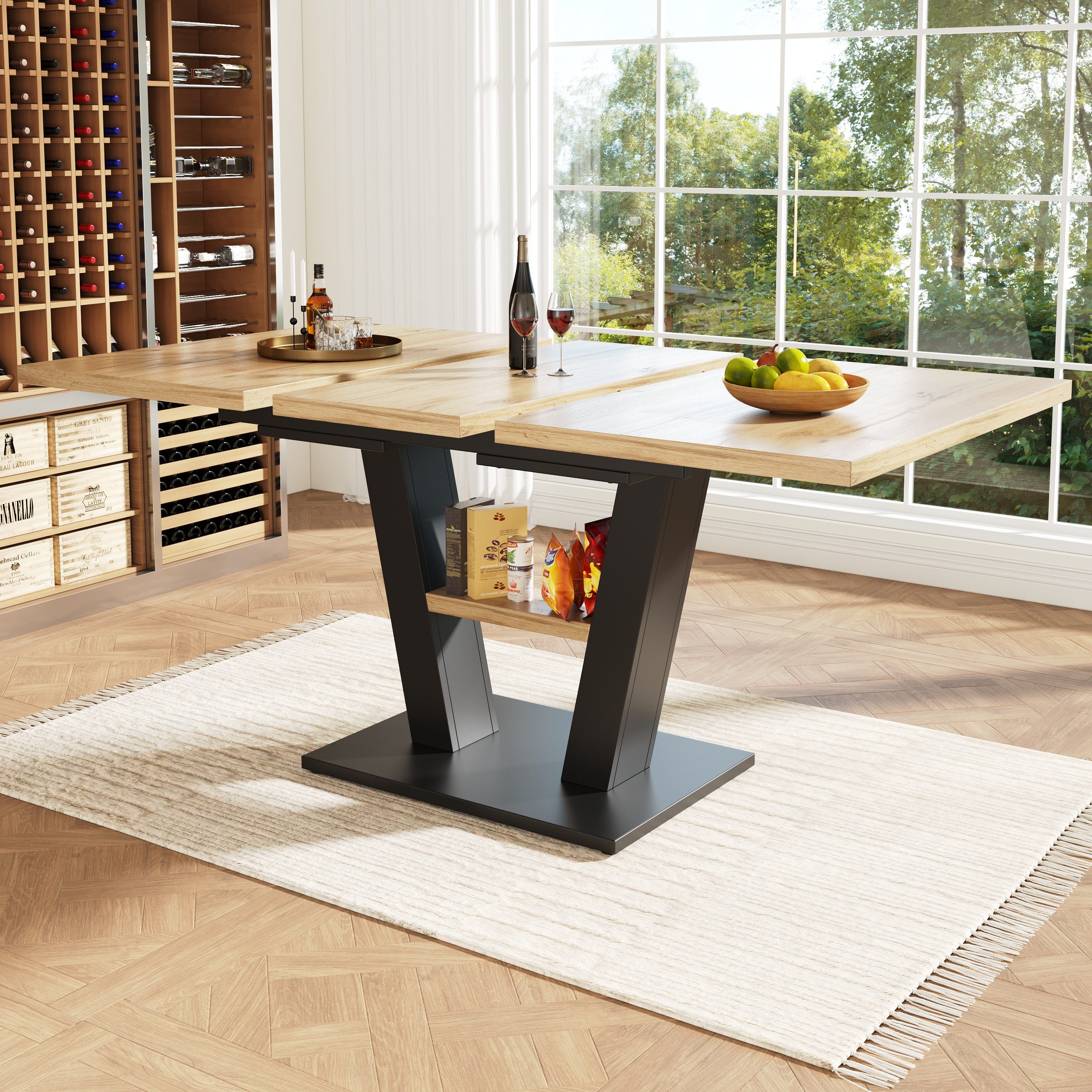 OKWISH Esstisch Moderne Esstisch,Ausziehbar,Esszimmer-Set (Esstisch Teleskoptisch