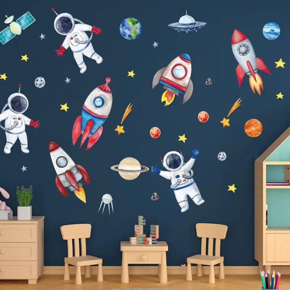 Montegoni Wandsticker 4Blatt Wandsticker mit Astronauten,