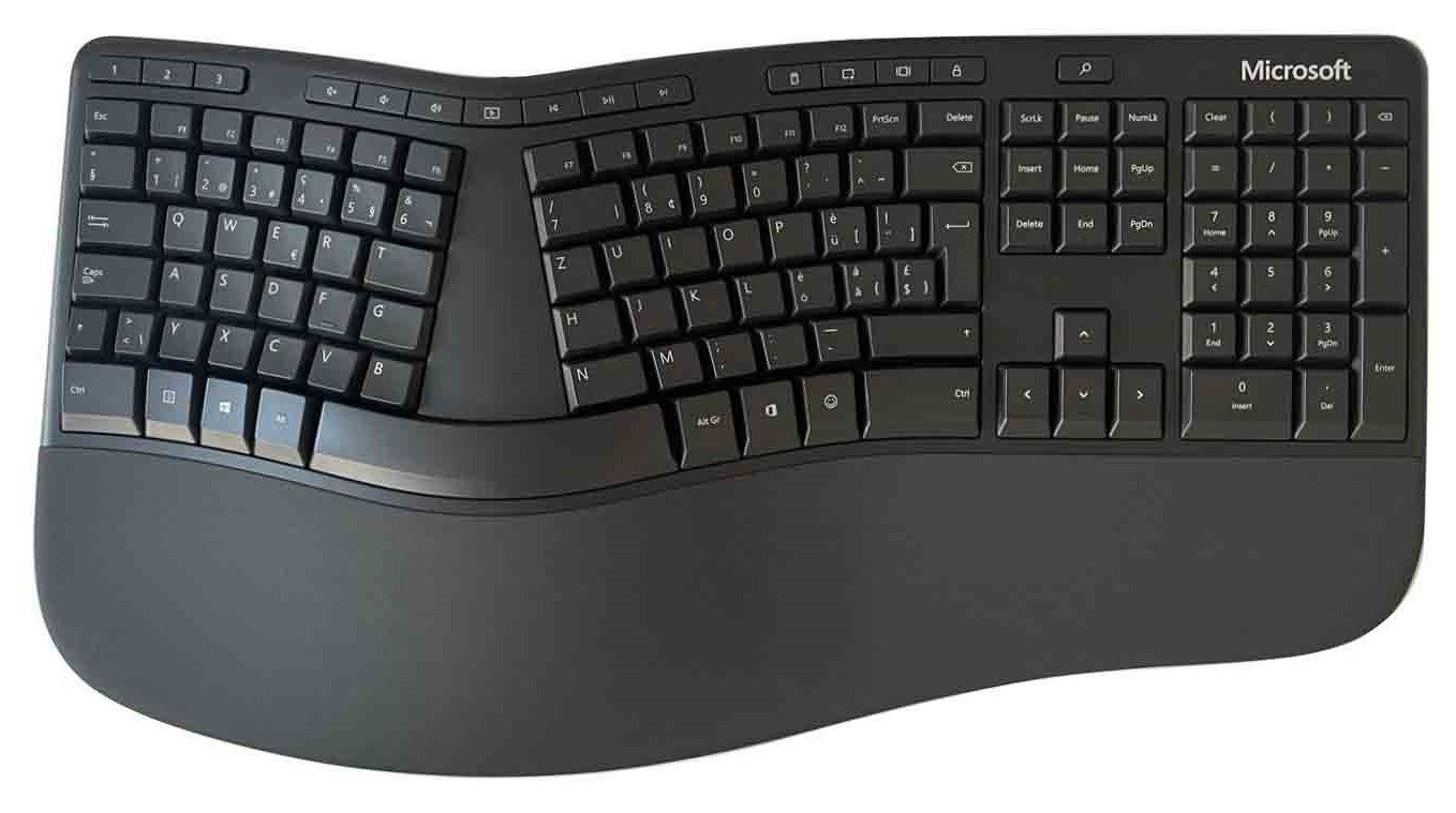 Microsoft Ergonomic Tastatur, Handballenauflage,USB,(LXN-00007) Schweizer-QWERTZ ergonomische
