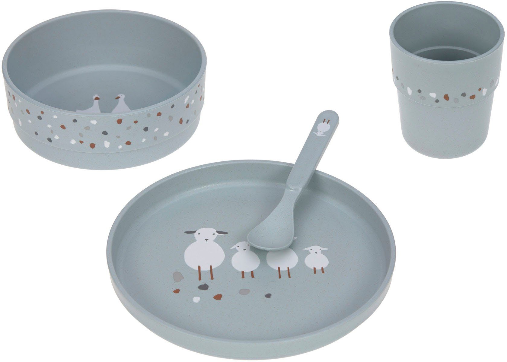 LÄSSIG Kindergeschirr-Set Tiny Farmer, Sheep/Goose Blue
