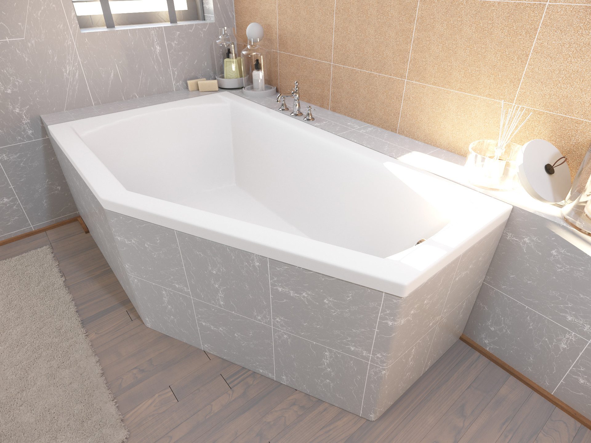 KOLMAN Badewanne Eckbadewanne Selena 150x90, (Links/Rechts),