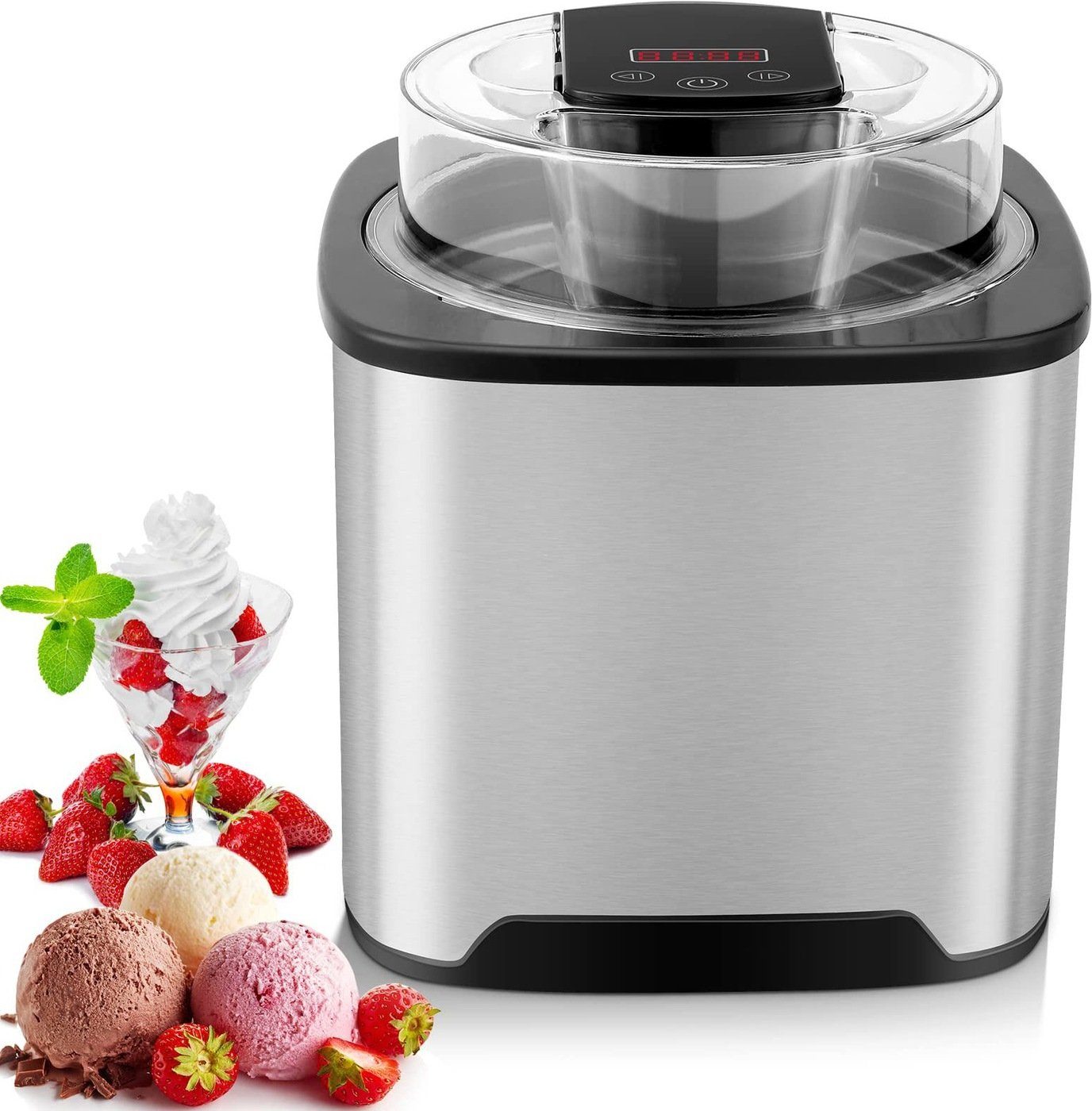 MVPower Eismaschine, 2,00 l, Edelstahl mit