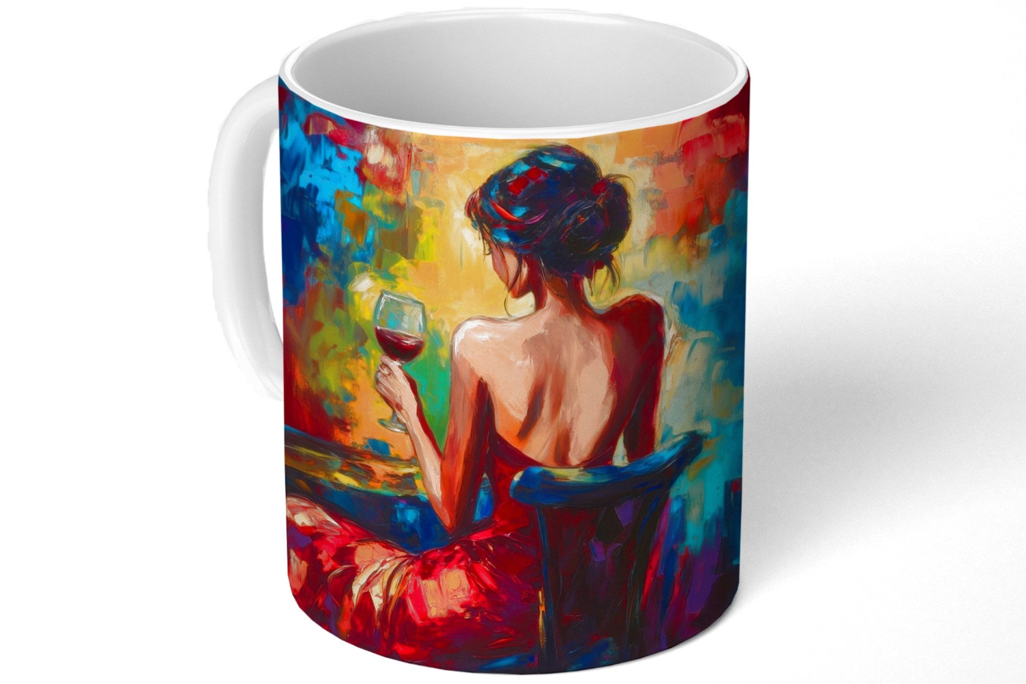 MuchoWow Tasse Wein - Frau -
