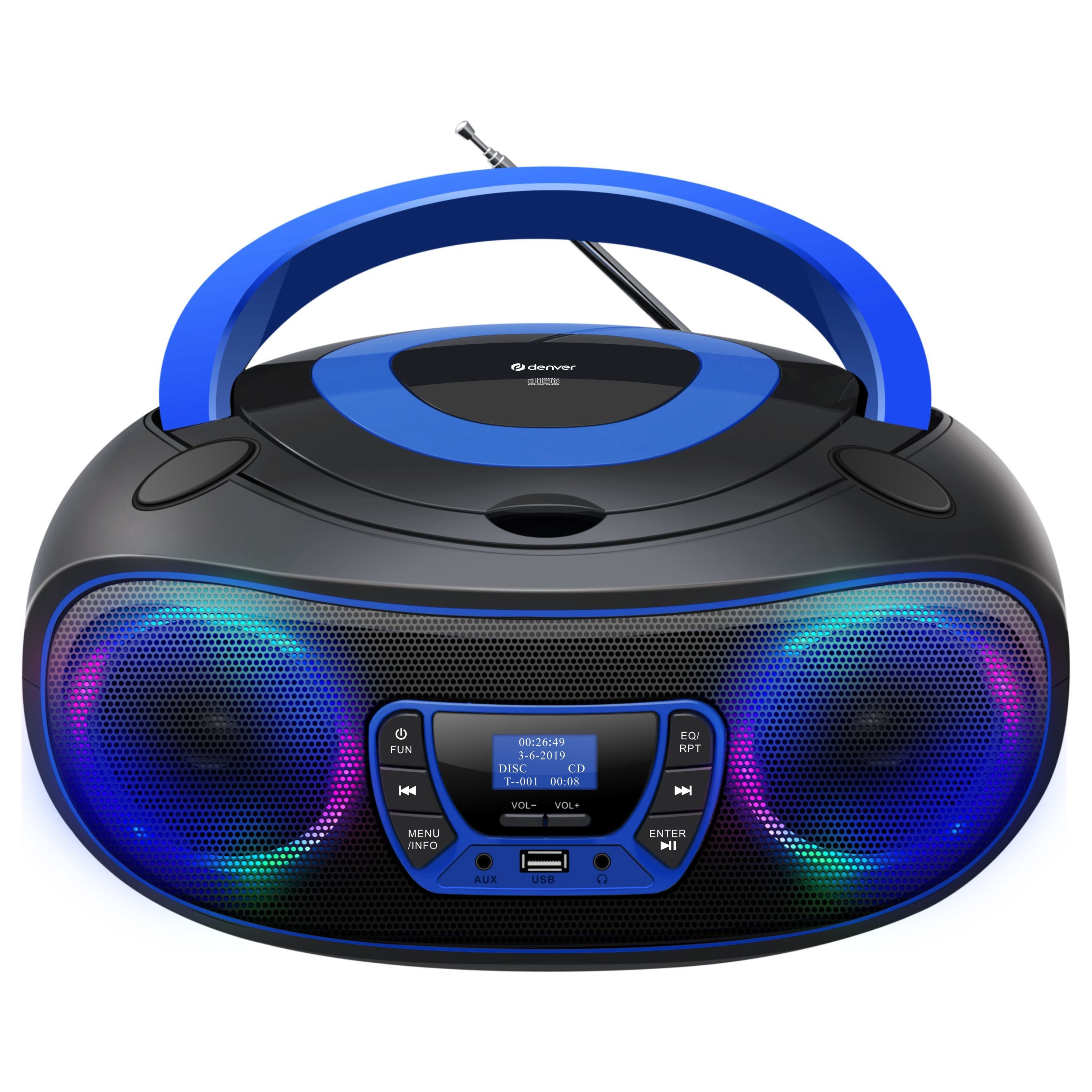Denver TDB-212BU CD-Player (Retro-Design, Bluetooth, CD-Player,