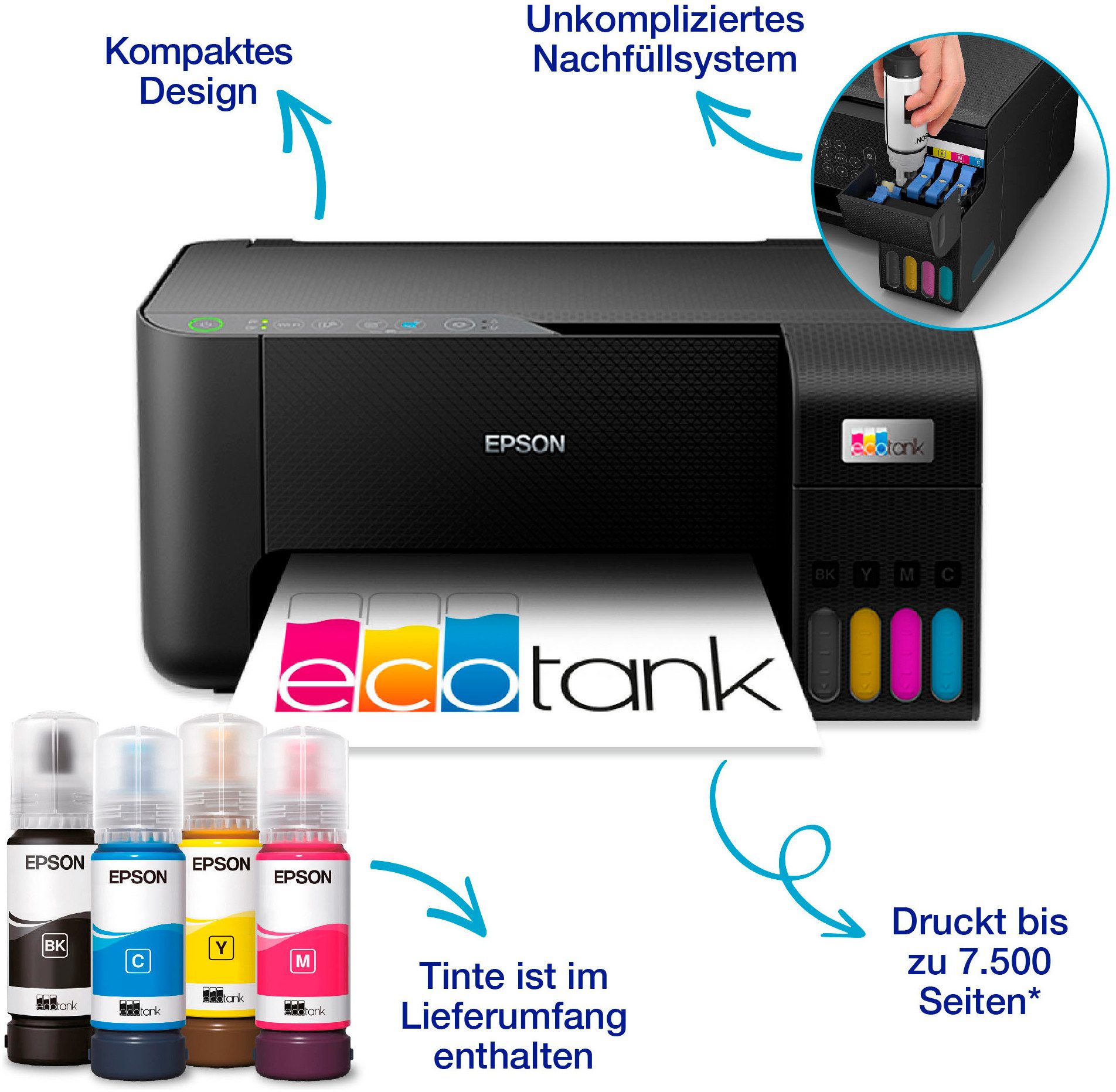 Epson EcoTank ET-2862 Multifunktionsdrucker, (WLAN (Wi-Fi),