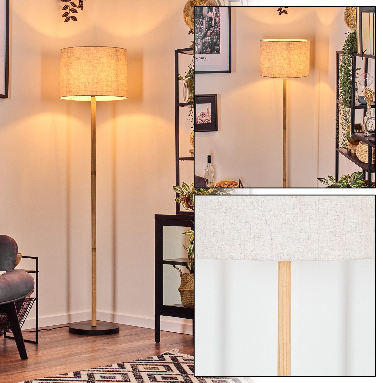 hofstein Stehlampe Stehlampe aus Holz/Metall und