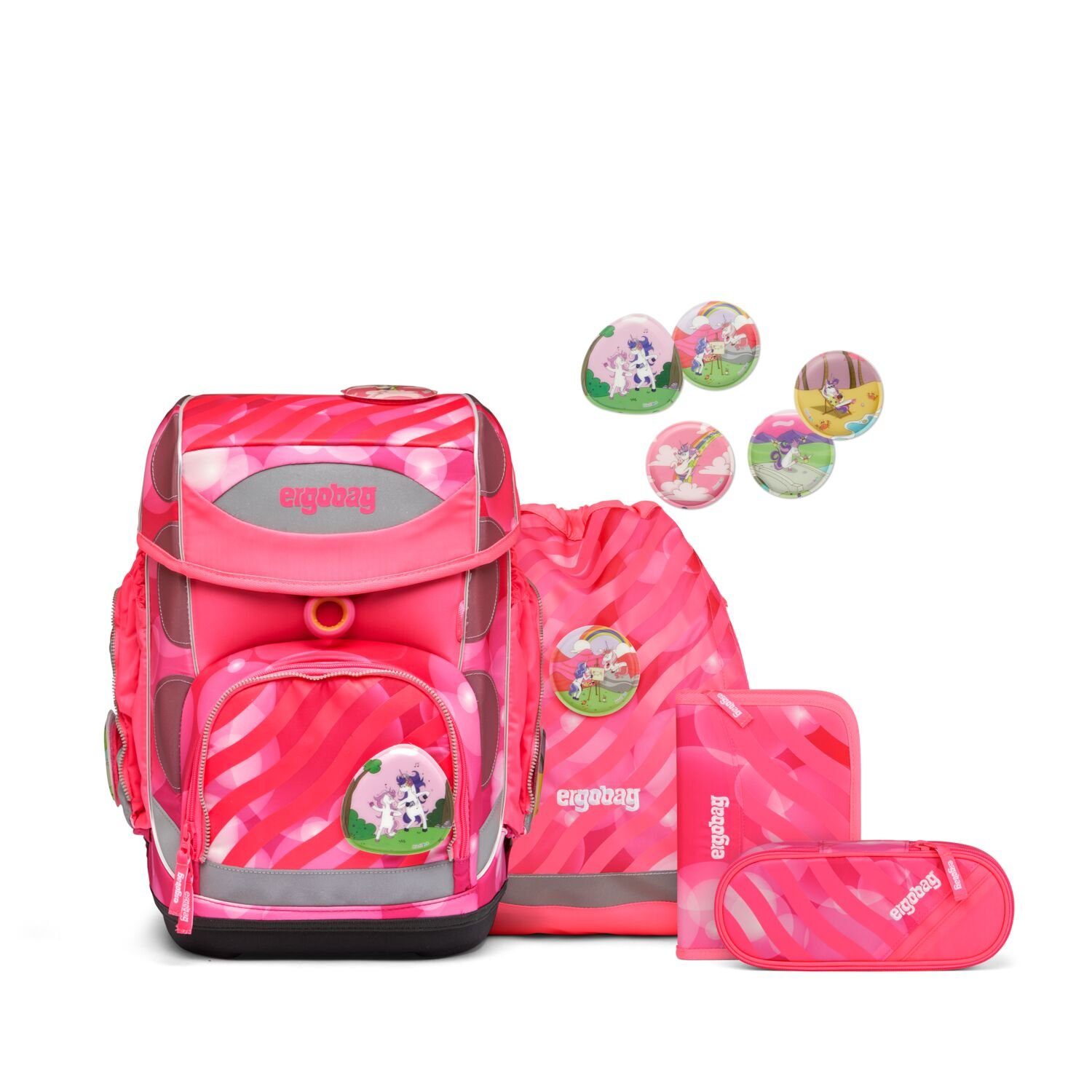 ergobag Schulranzen Schulranzen-Set Cubo KuntBärbuntes Einhorn