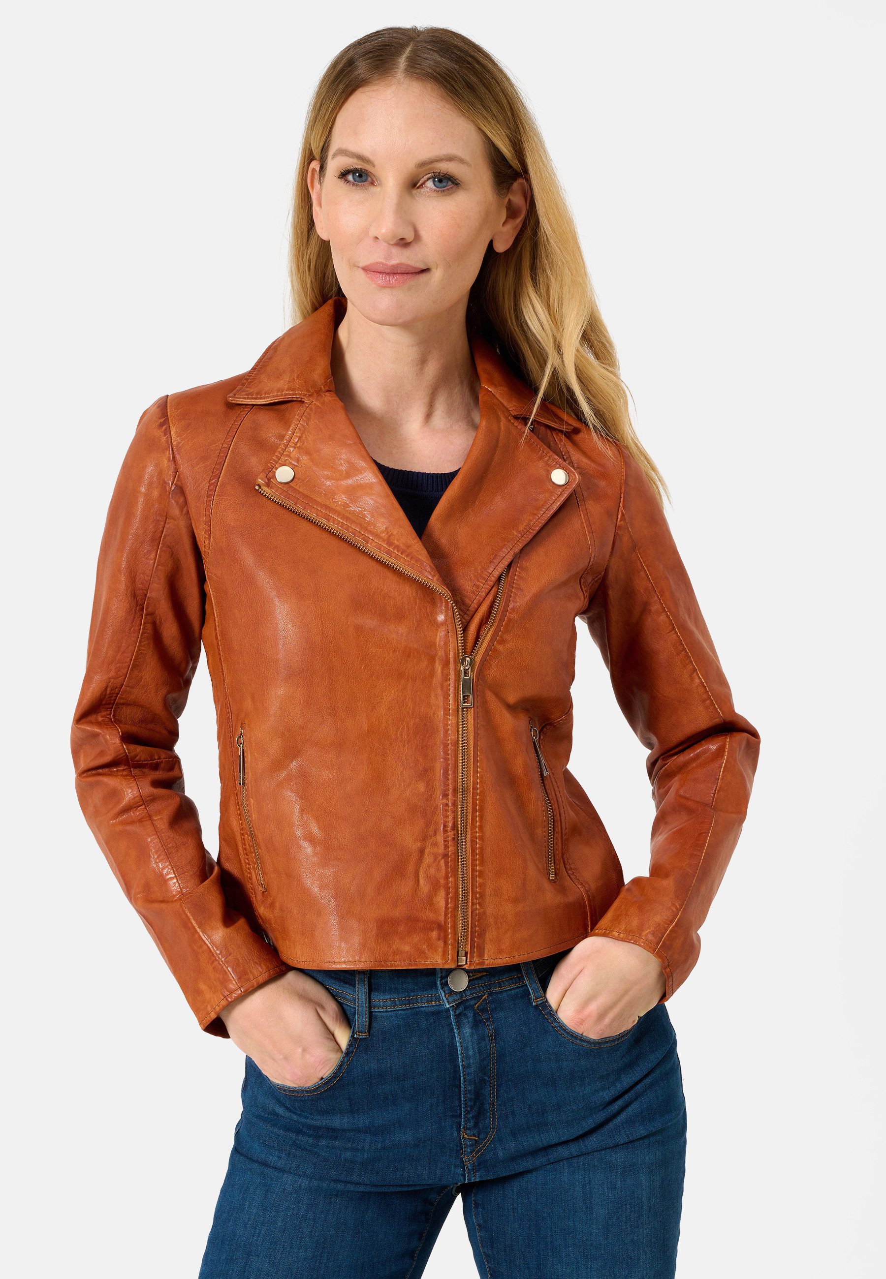 RICANO Lederjacke Antonia Lederjacke mit Reverskragen