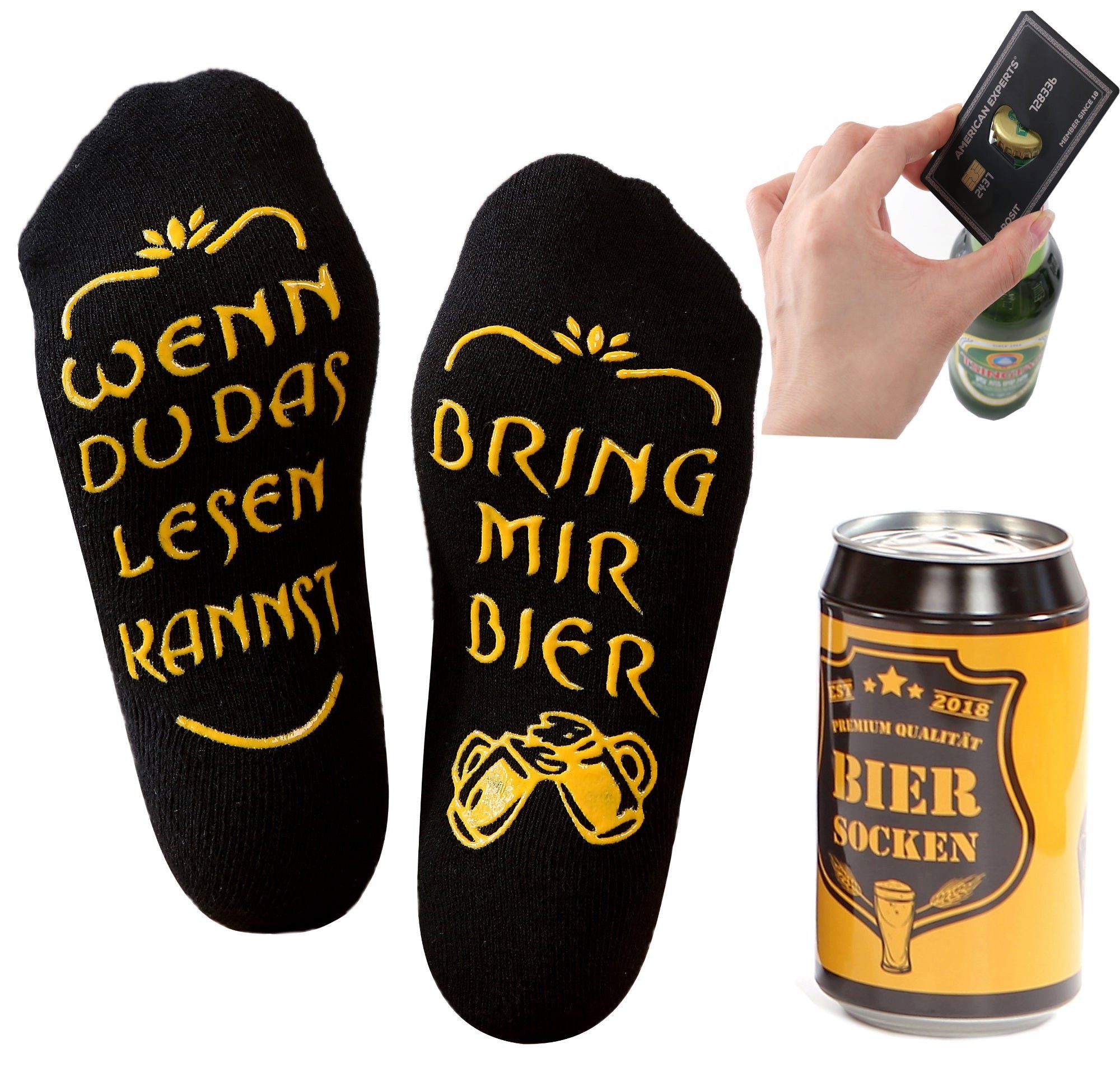 Lucadeau Freizeitsocken Vatertagsgeschenk, Bier Socken mit