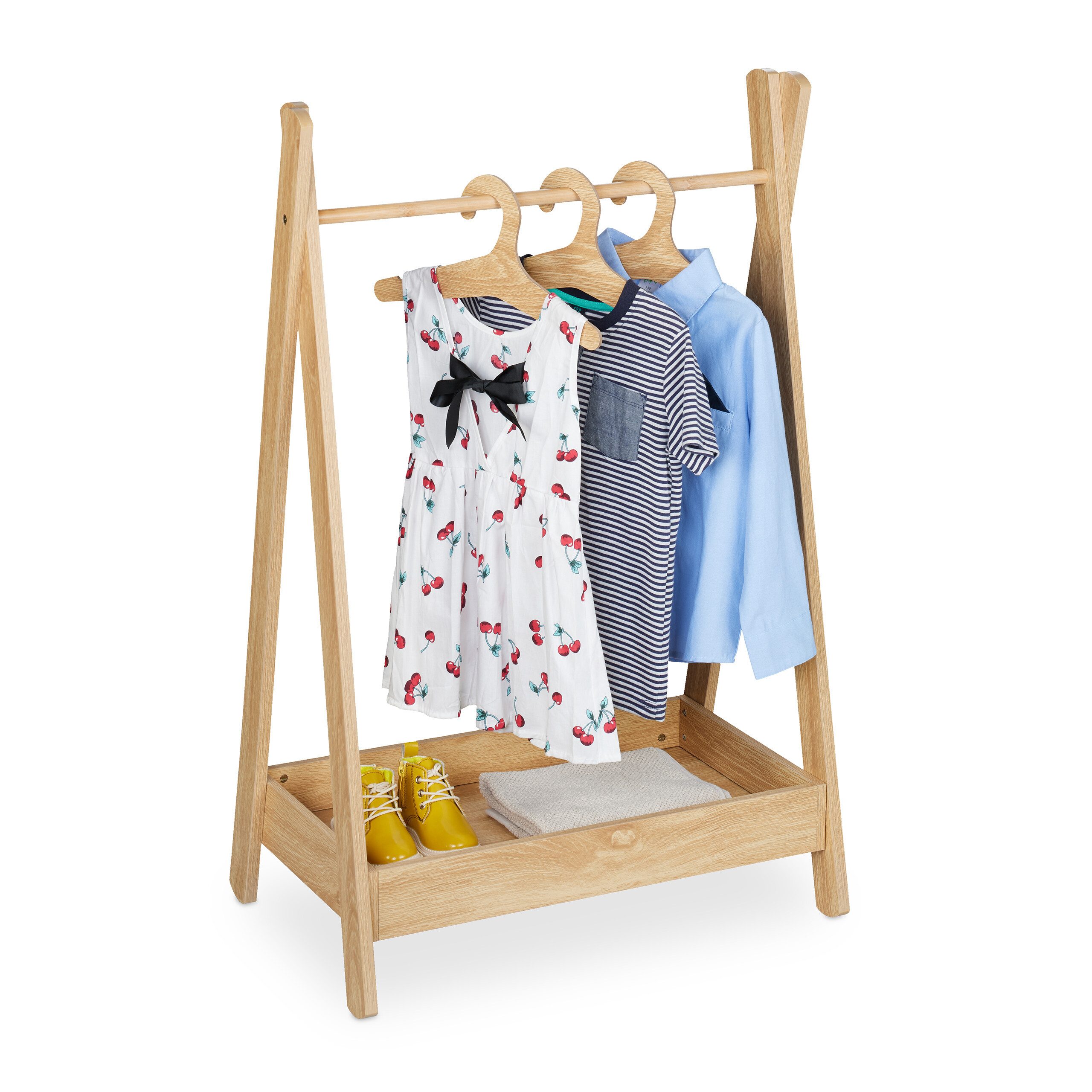 relaxdays Kleiderständer für Kinder mit Ablage