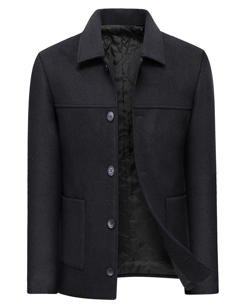 Allthemen Wollmantel Herren kurzer Mantel Slim