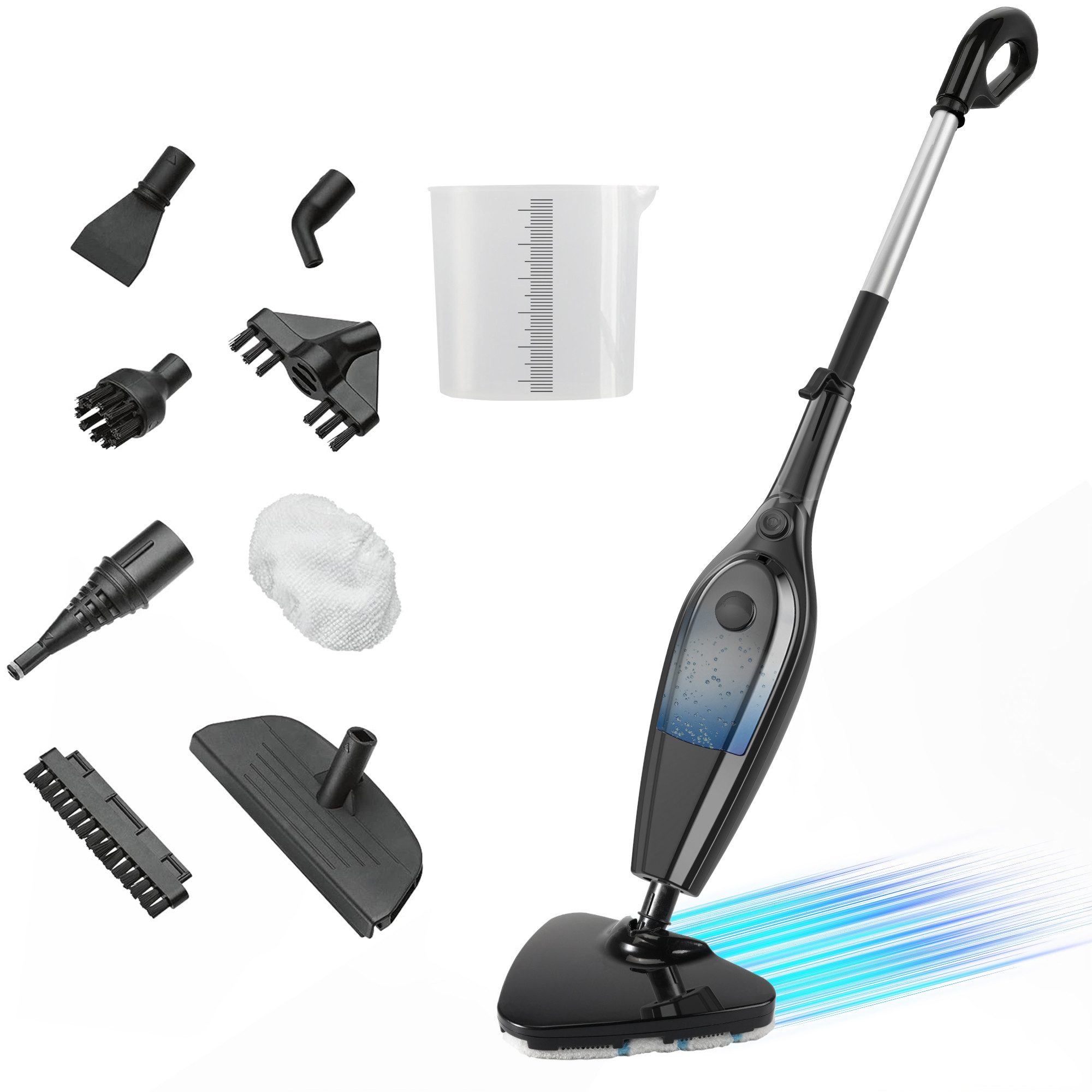 Forrlite Dampfreiniger 9-in-1-Dampfreiniger, Dampfmopp mit Mikrofaserpad,
