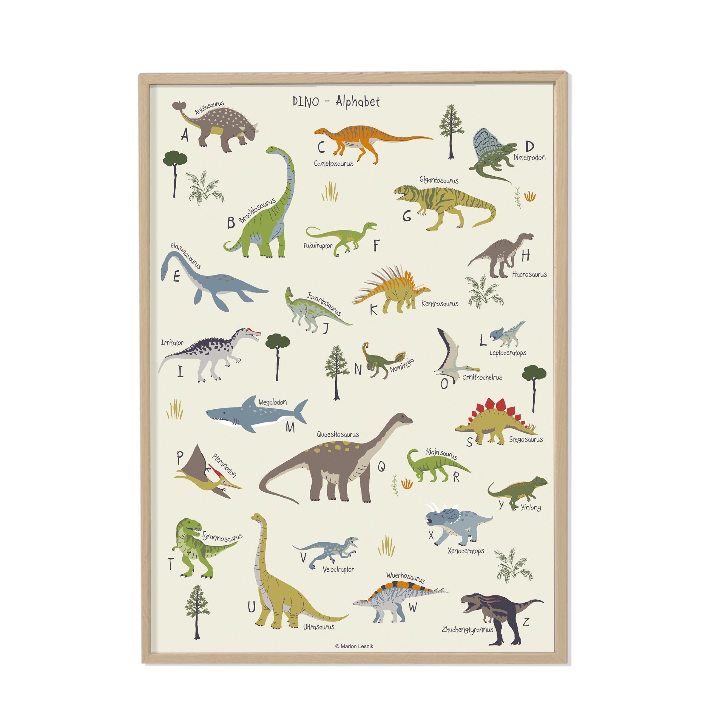 Designforlittleones Poster Dinosaurier ABC Poster, 50