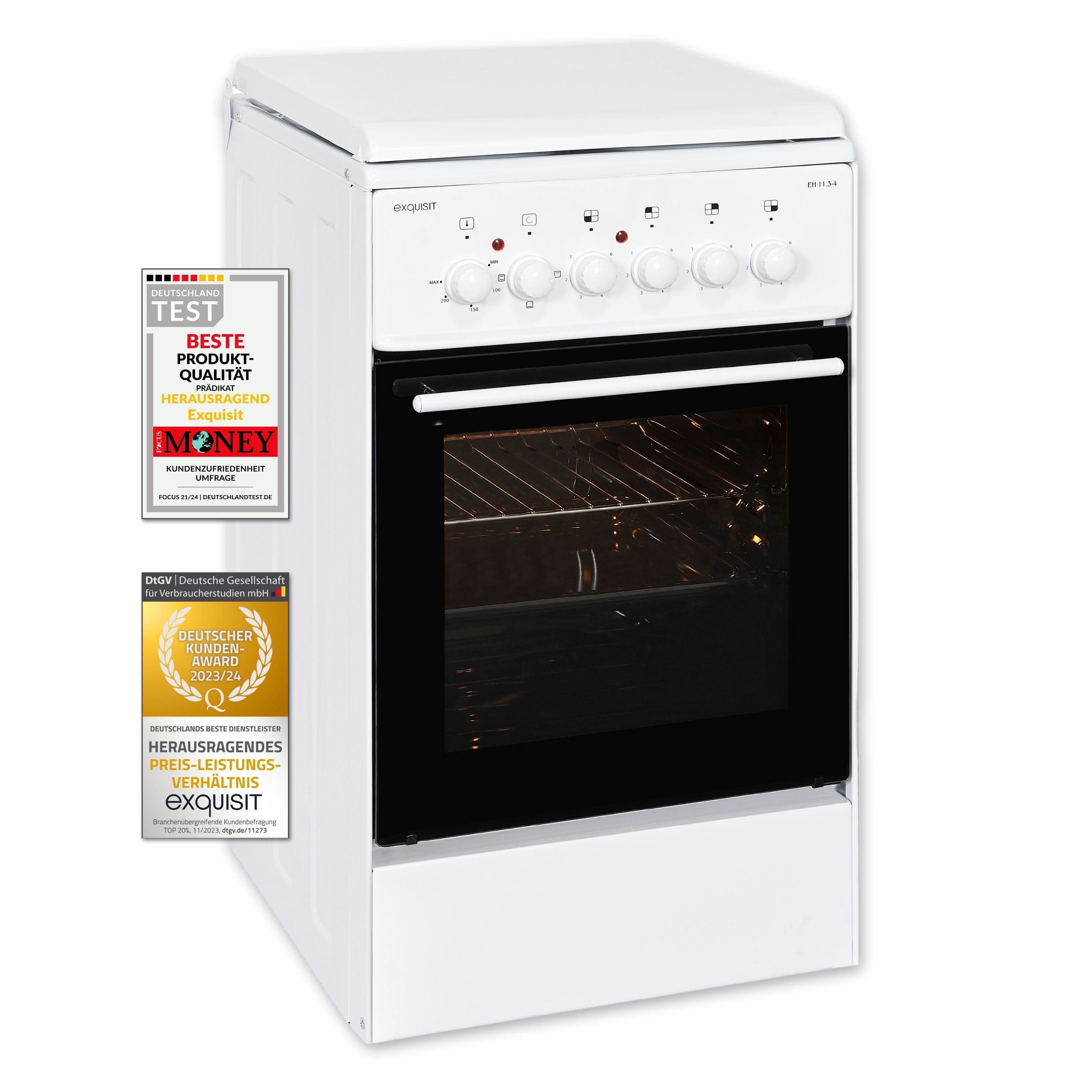 exquisit Elektro-Standherd EH 11.3-4, Ober- /