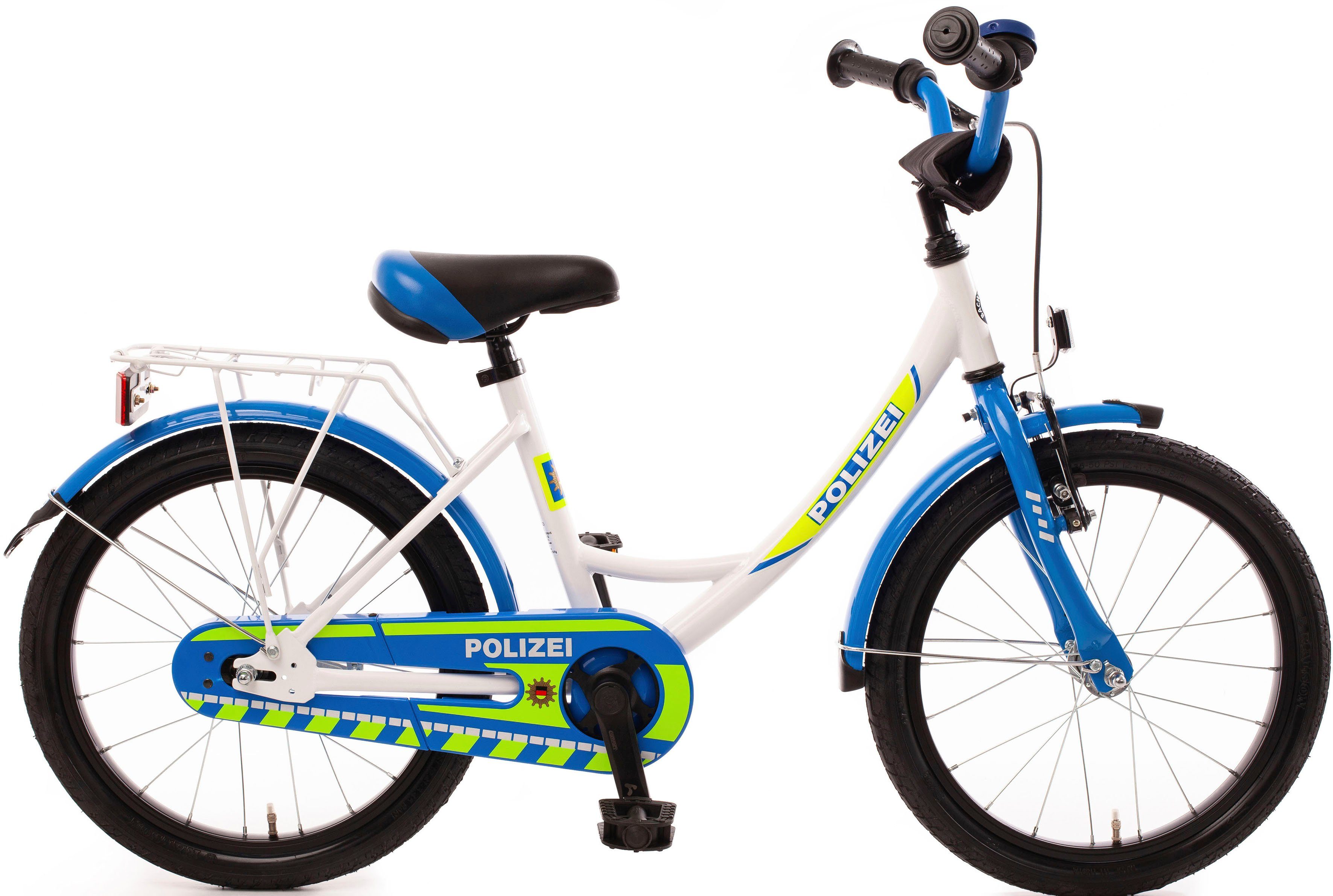 Bachtenkirch Kinderfahrrad Kinderfahrrad 'POLIZEI' kristall-weiß/blau/neon, 1