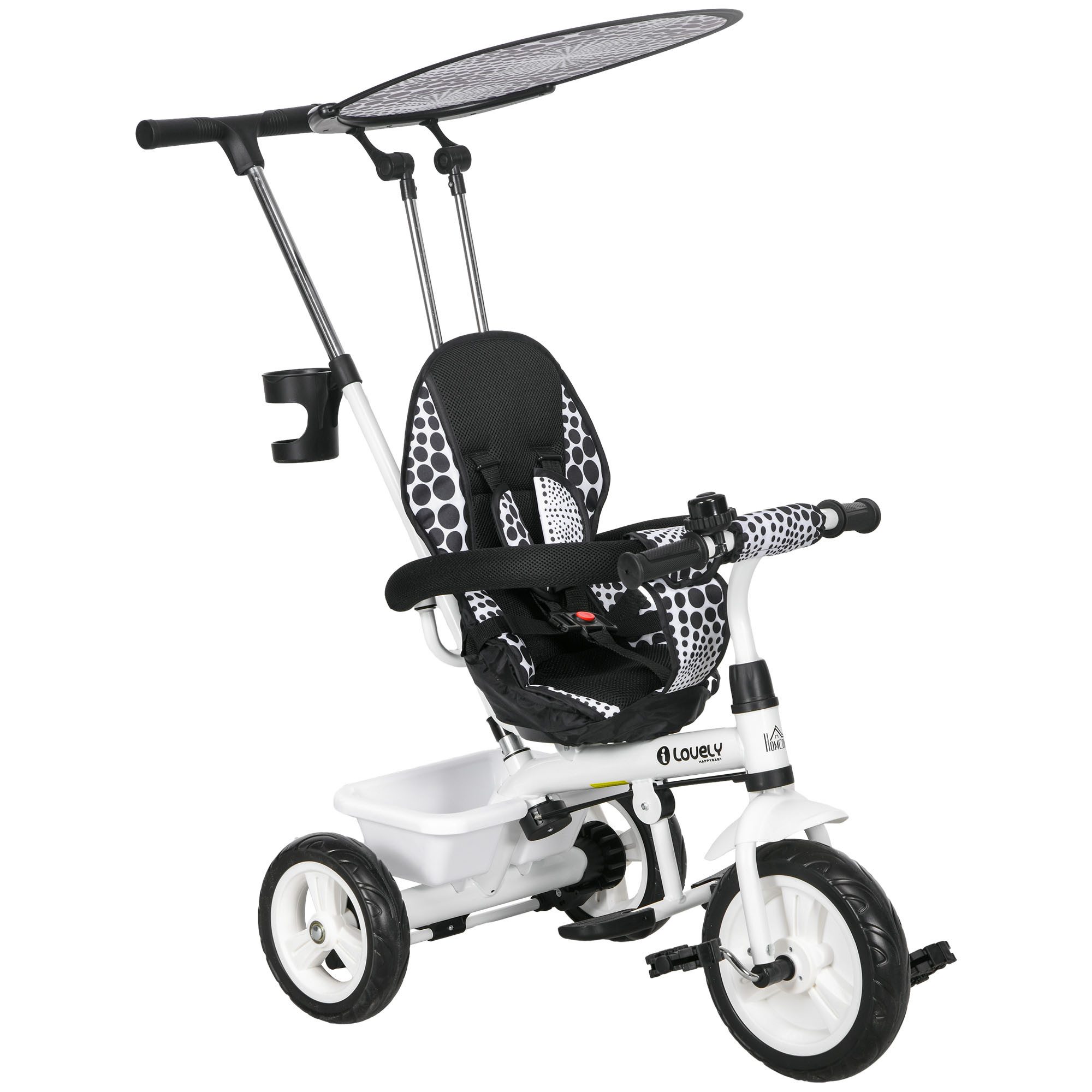 HOMCOM Dreirad 6-in-1 Kinderdreirad mit Schiebestange,