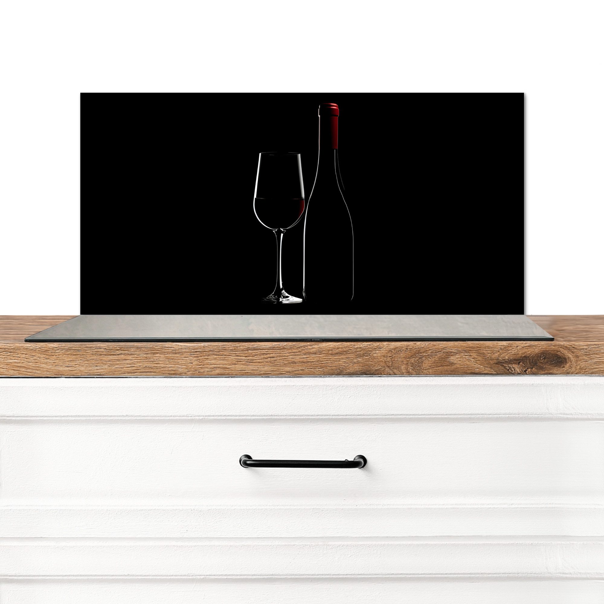 MuchoWow Küchenrückwand Schwarz - Wein -
