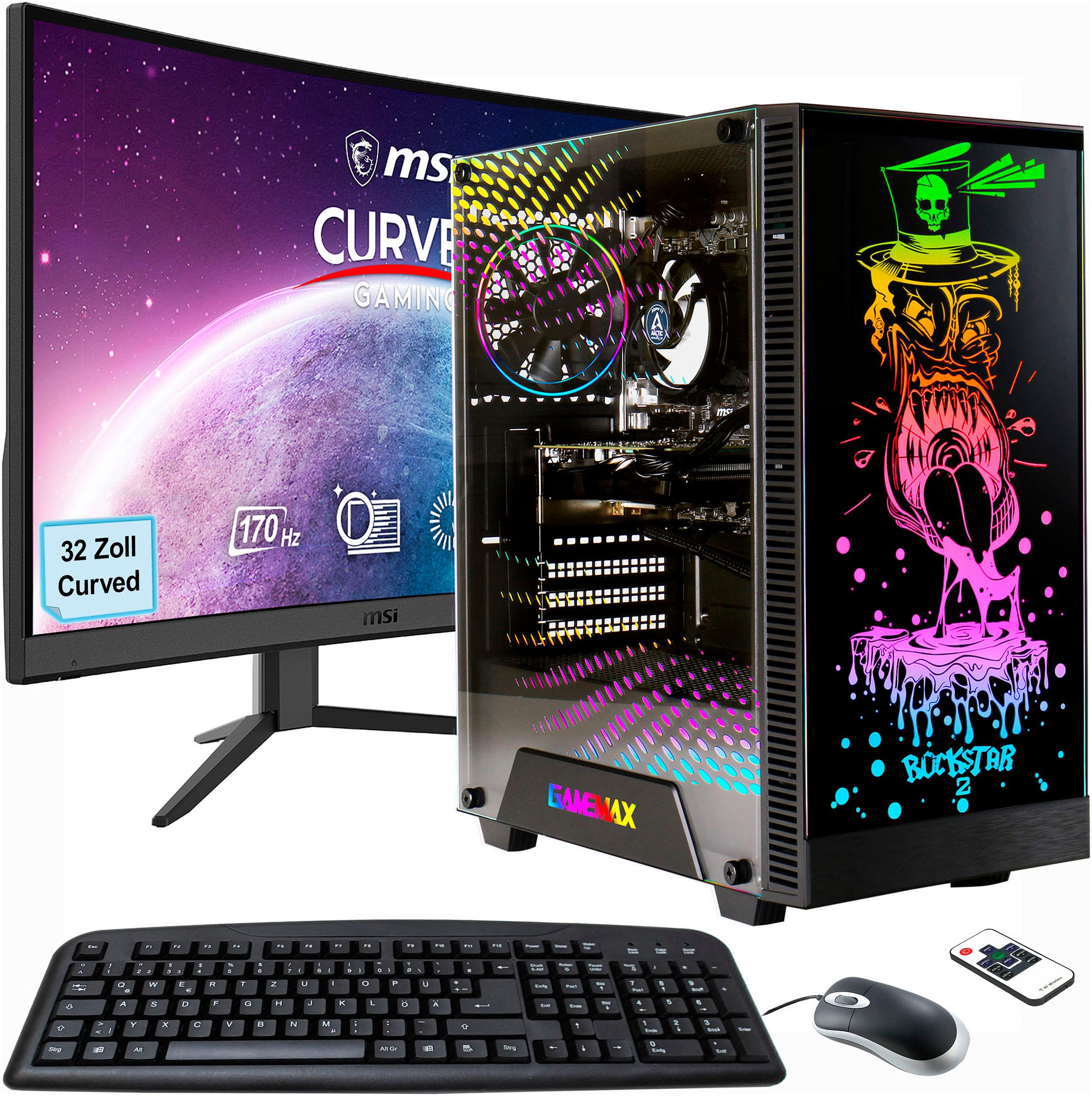 Hyrican MegaDeal Gaming-PC-Set Rockstar PC-Komplettsystem (32',