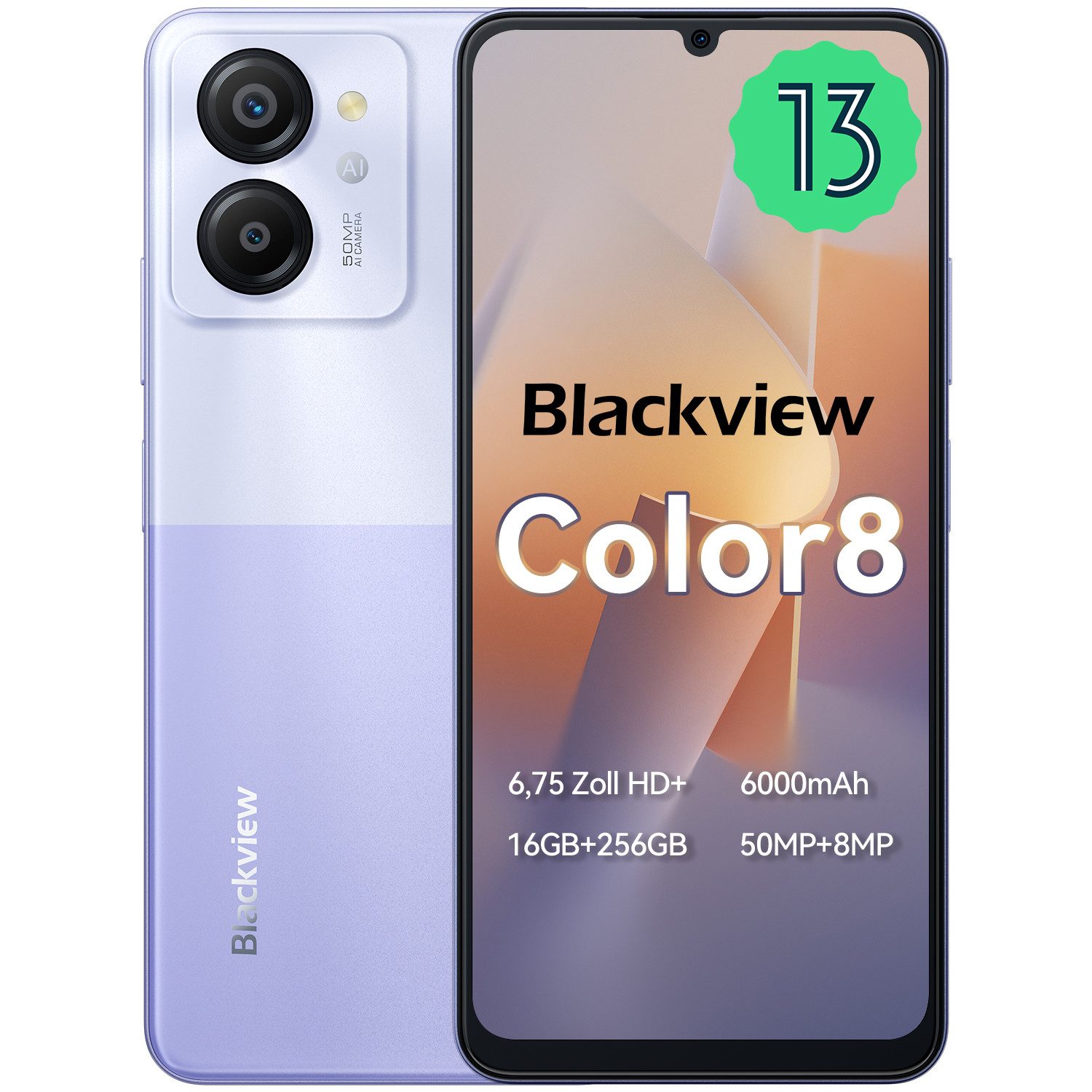 blackview Color8(8+256) Smartphone (6.75 Zoll, 50