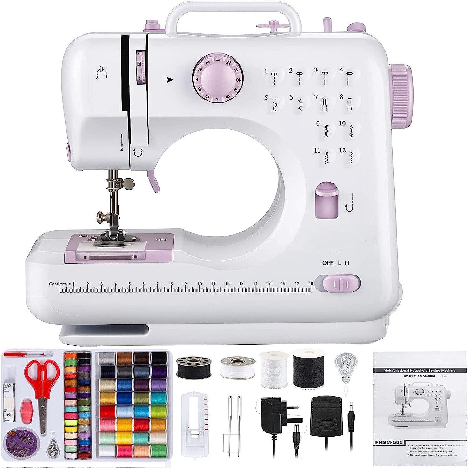 ibettertec Freiarm-Nähmaschine Nähmaschine mit 12 Nähprogramme,