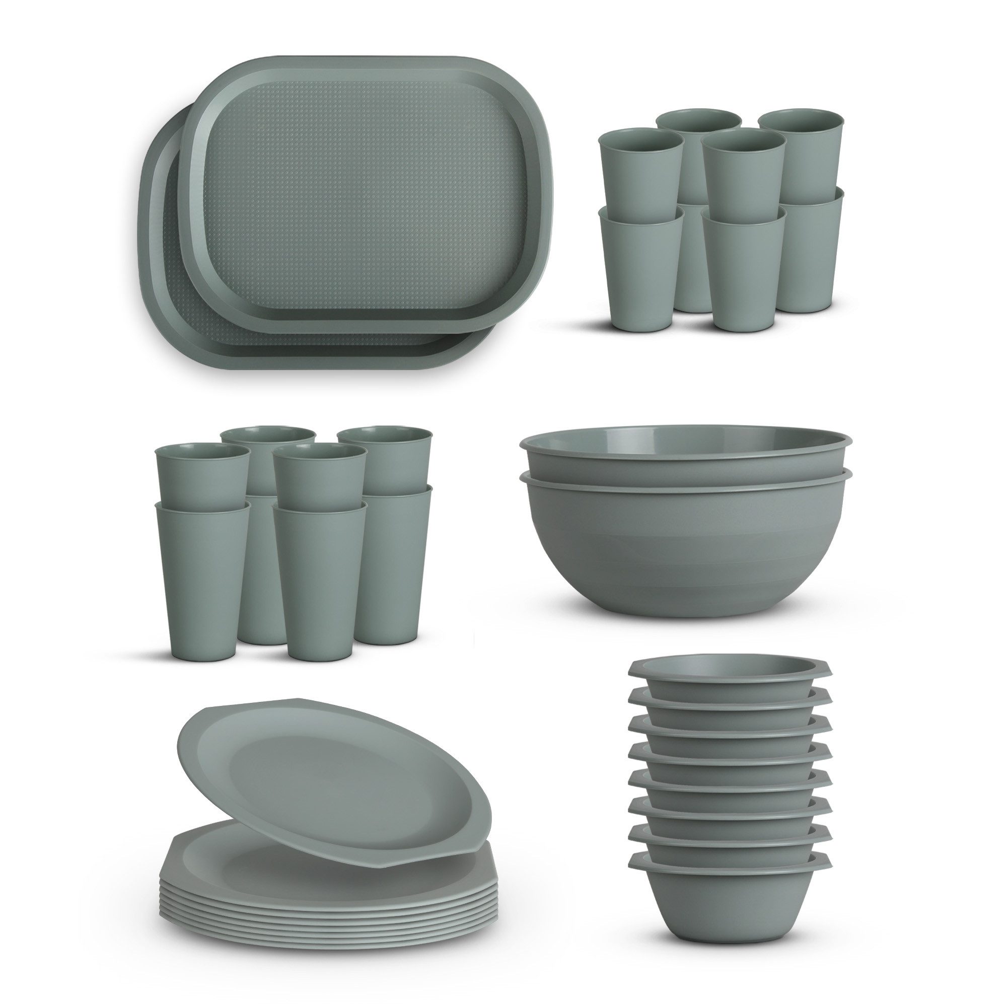 ProHome Frühstücks-Geschirrset Kunststoff-Mehrweg Set (36-tlg), 8