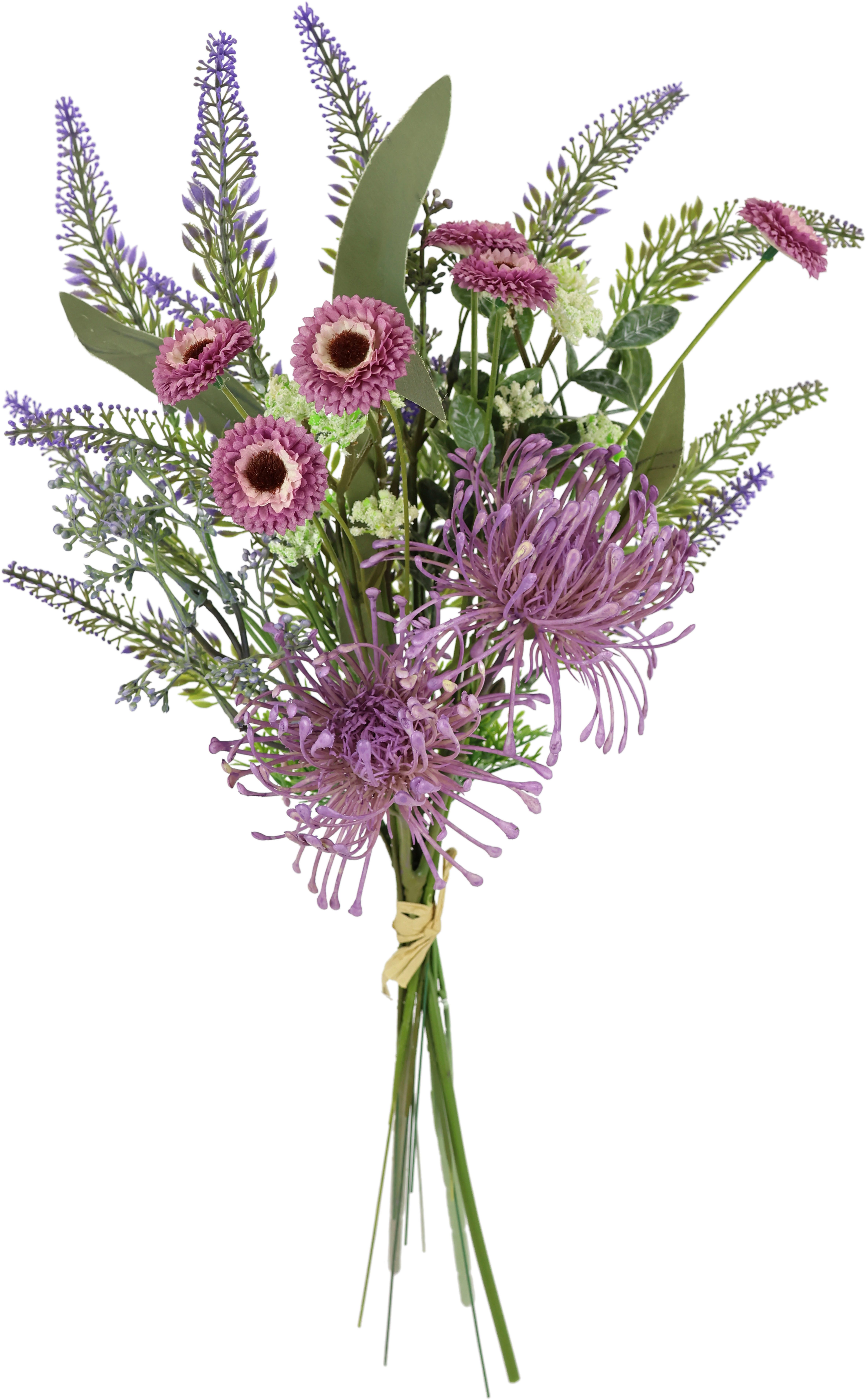 Kunstblume Kunstblumen-Strauß Protea Zinnien Lavendel, I.GE.A.,