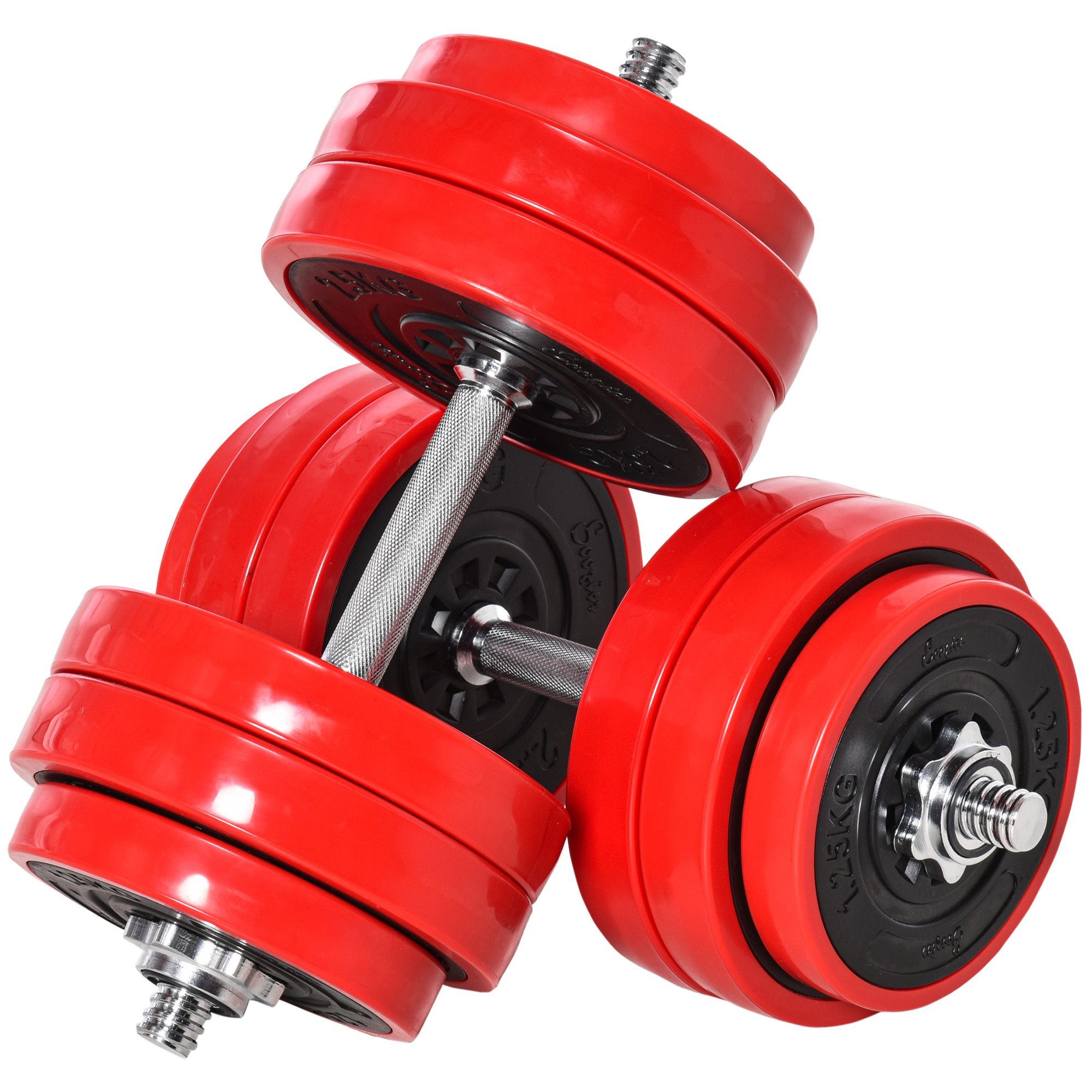 HOMCOM Hantel-Set 20/30KGS 2-IN-1 Hanteln&Langhanteln, (Krafttrainingsset,