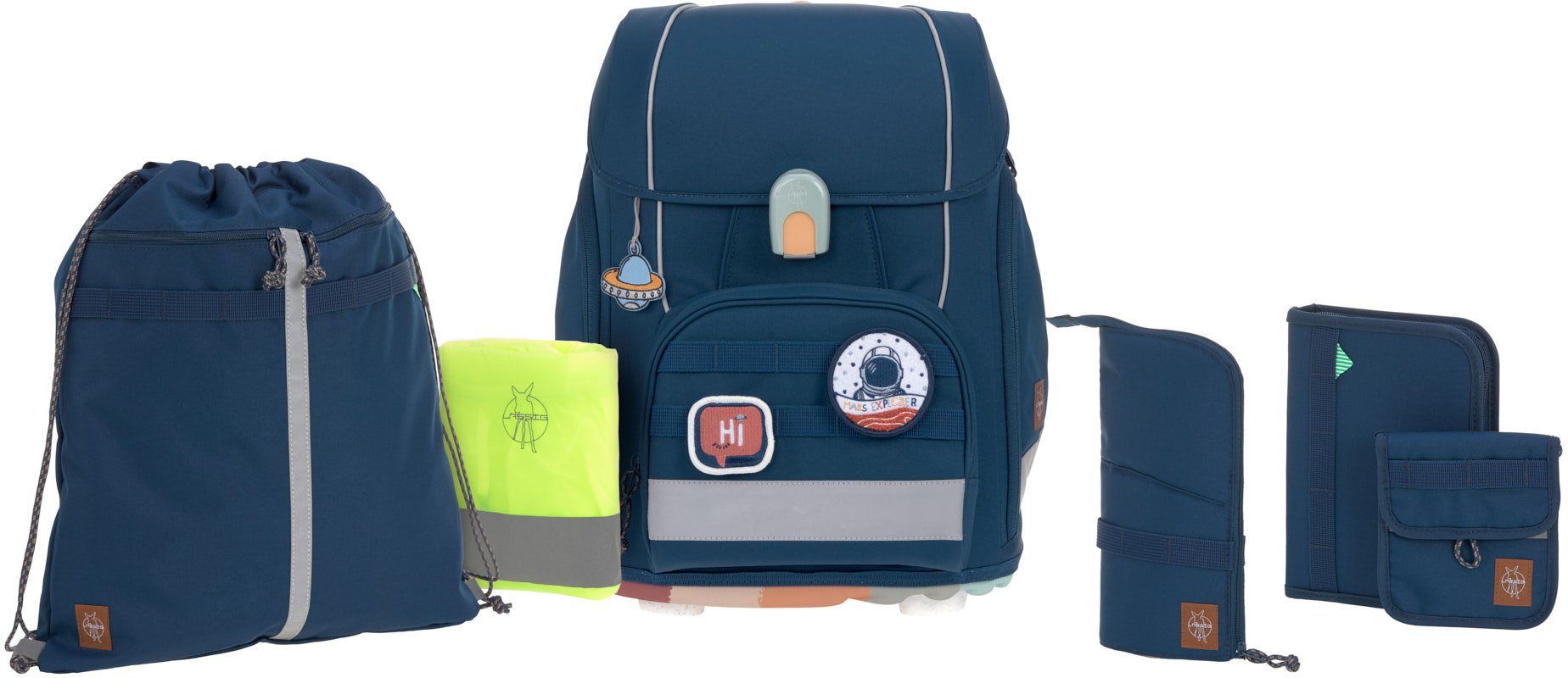 LÄSSIG Schulranzen Unique, Boxy, Navy (Set,