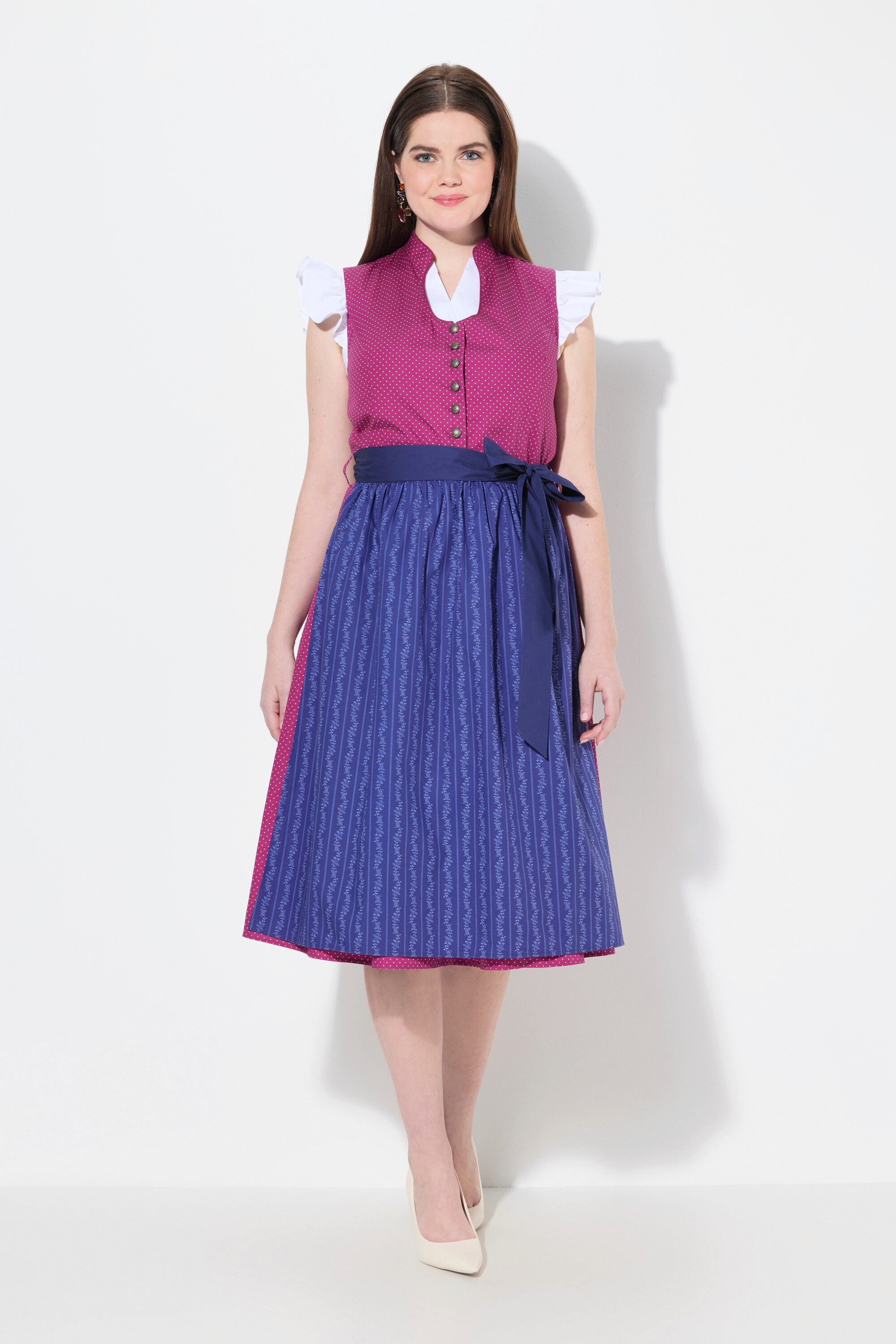 Ulla Popken Dirndl Dirndl Stehkragen Schmuckknöpfe