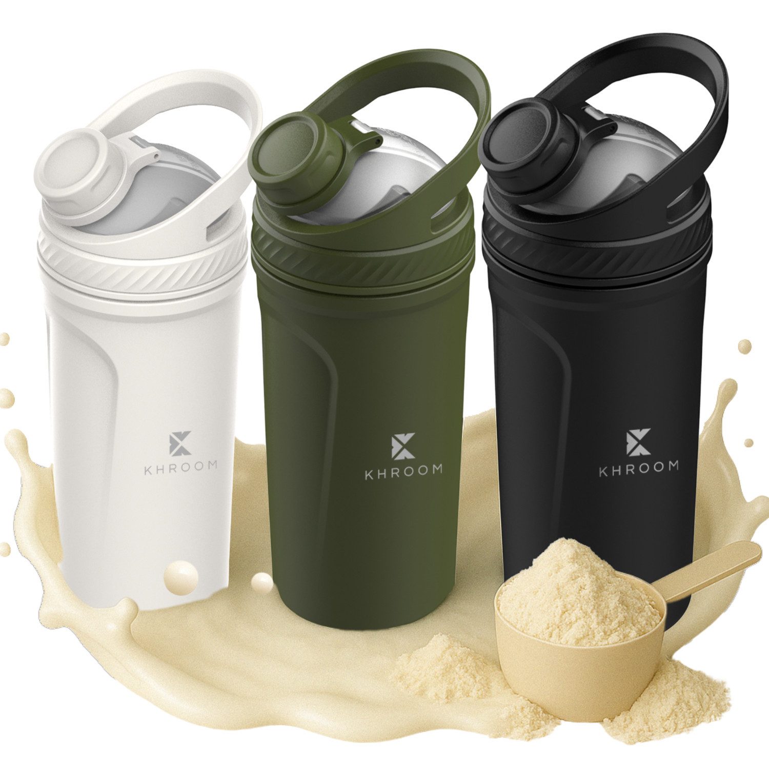 Khroom Protein Shaker Edelstahl, 700ml, Eiweiß