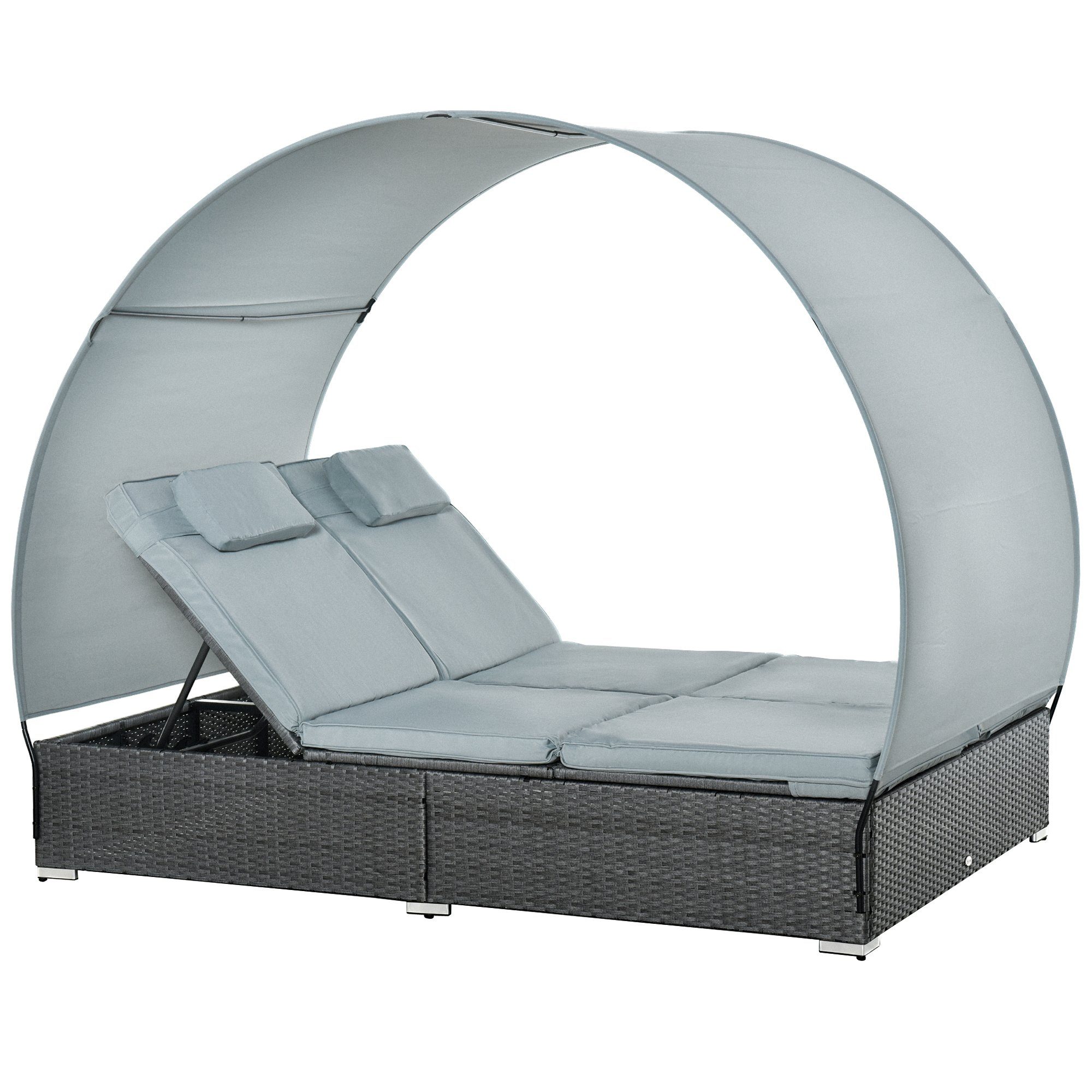 Outsunny Gartenliege Rattan Gartenliege für 2