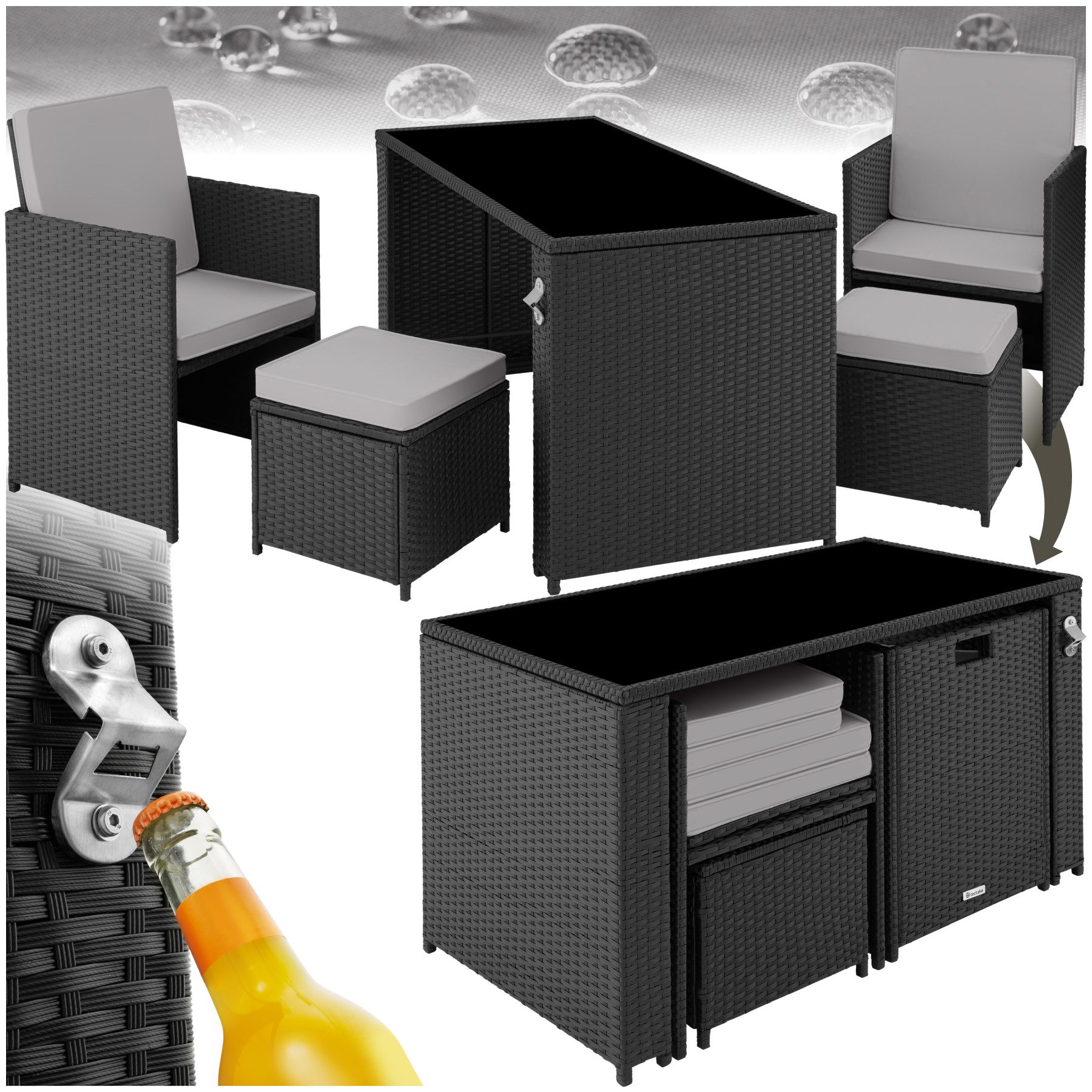 tectake Sitzgruppe Rattan Sitzgruppe, (Set., 5-tlg),