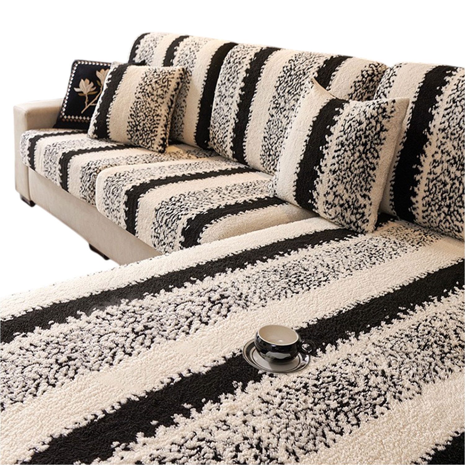 Refttenw Sofahusse Plüschsofabezug,Elastischer Couch Sesselbezug, L-förmiger