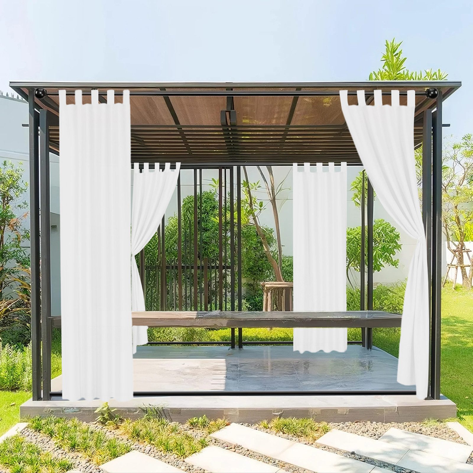 Jibenhome Gardine Outdoorgardine,Balkon Gardine,Outdoor Vorhänge Wetterfest,