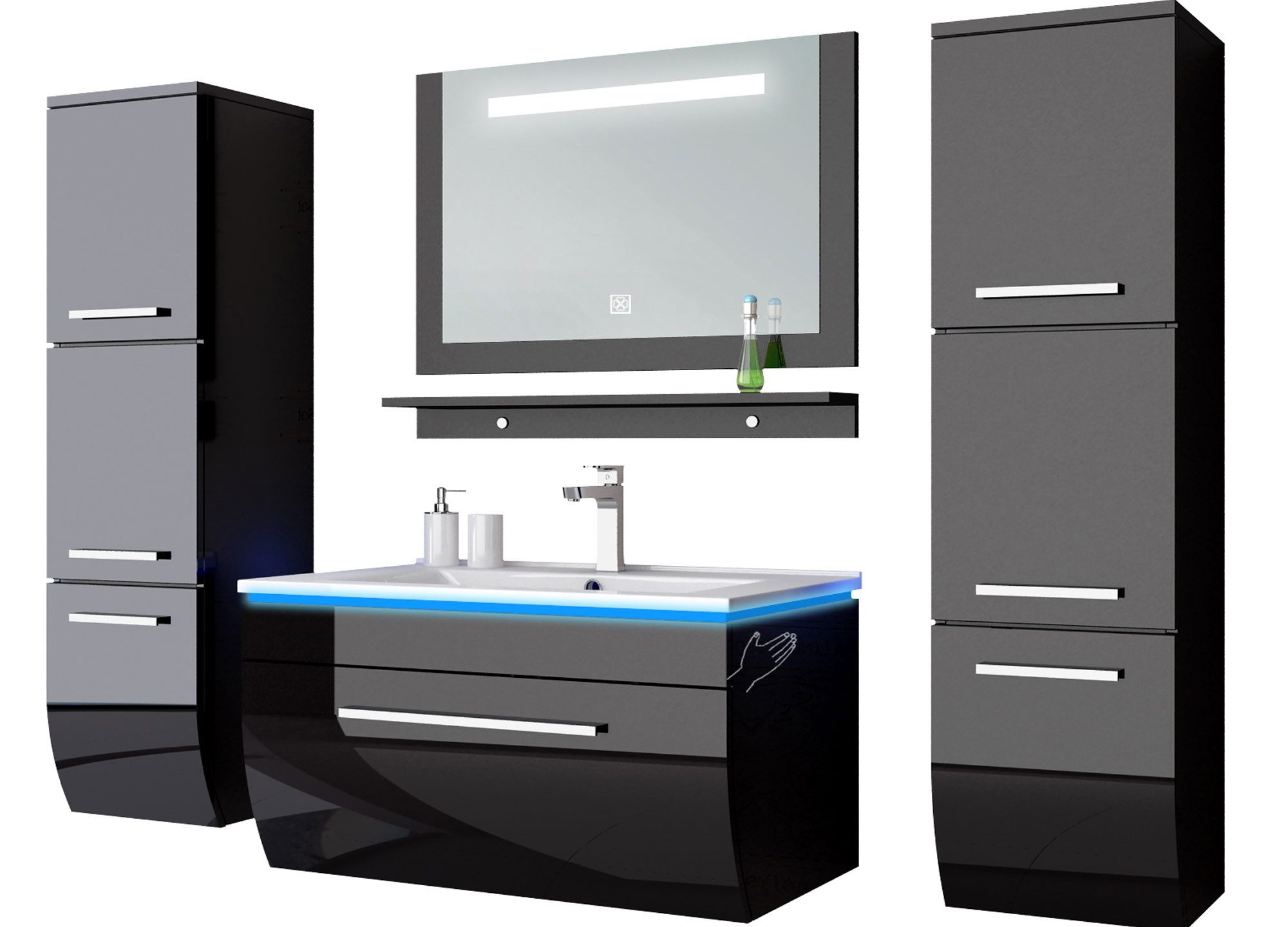 Homeline Badmöbel-Set Badmöbel Set Hochglanz lackiert