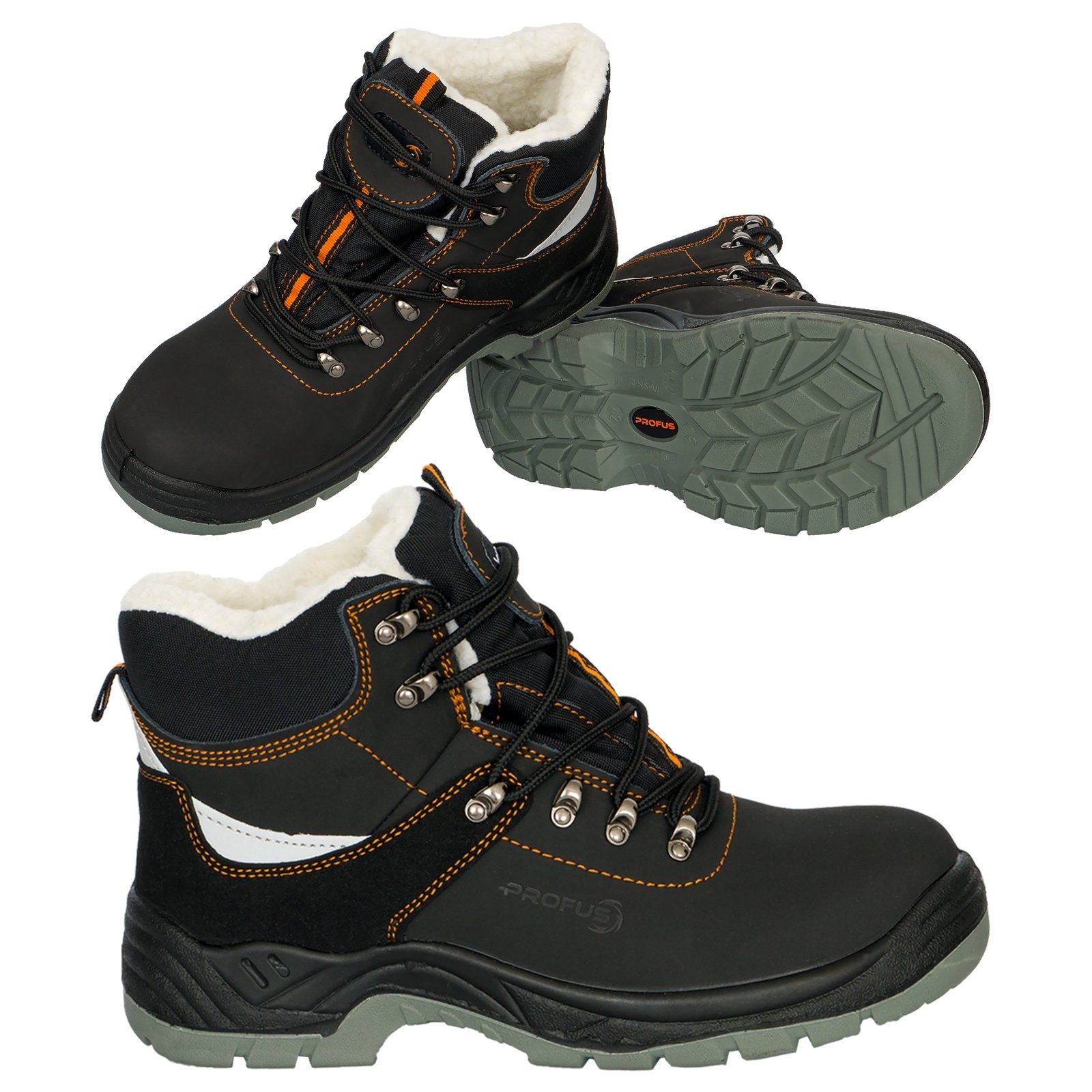Profus Arbeitsstiefel gefüttert Sicherheitsstiefel Warme Arbeitsschuhe