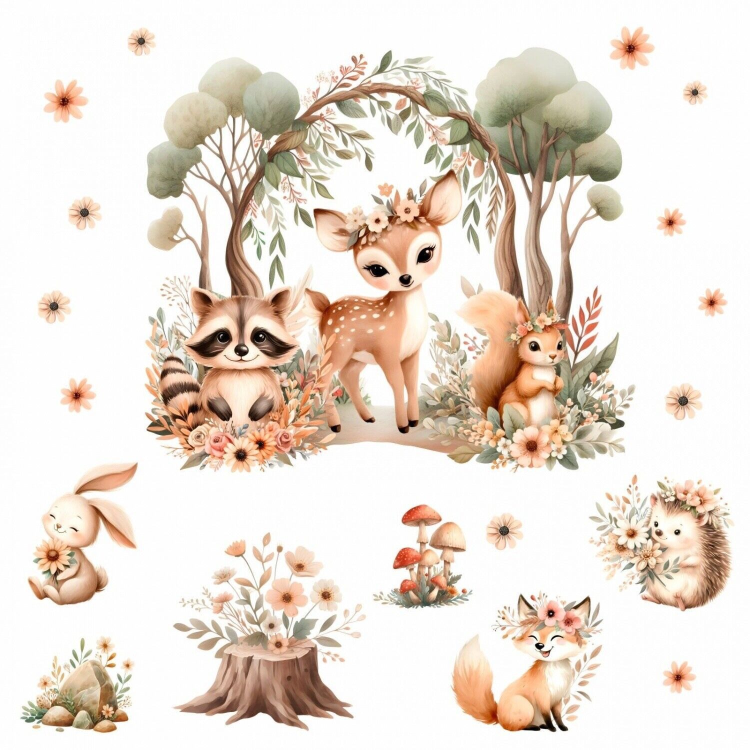 nikima Wandtattoo 266 Wandtattoo Reh Waschbär