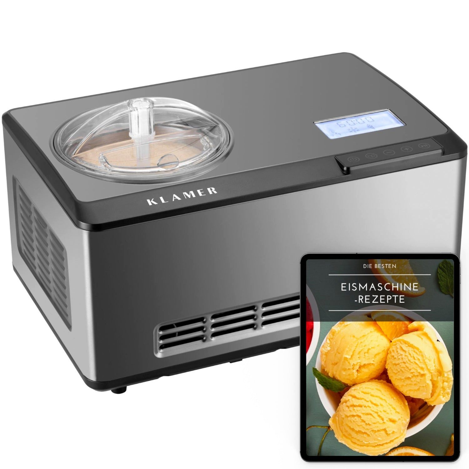 KLAMER Eismaschine 2-in-1 Eiscrememaschine & Joghurtbereiter