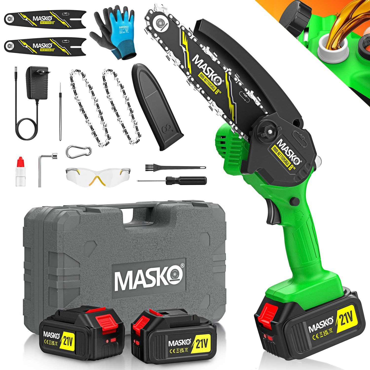 MASKO Akku-Kettensäge Mini Kettensäge 800W Elektrische