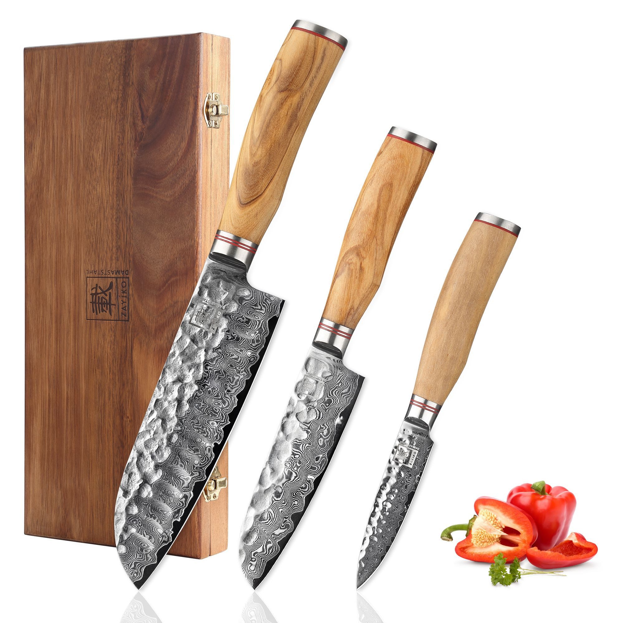 ZAYIKO Messer-Set Minami 3er Damastmesser-Set 9-17