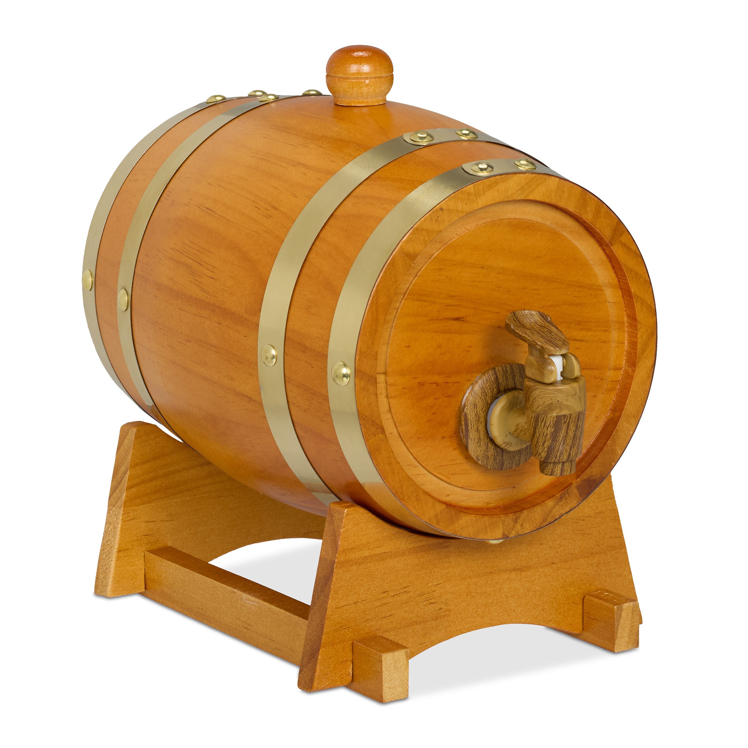 relaxdays Getränkespender Whiskyfass Holz 1,25 Liter,